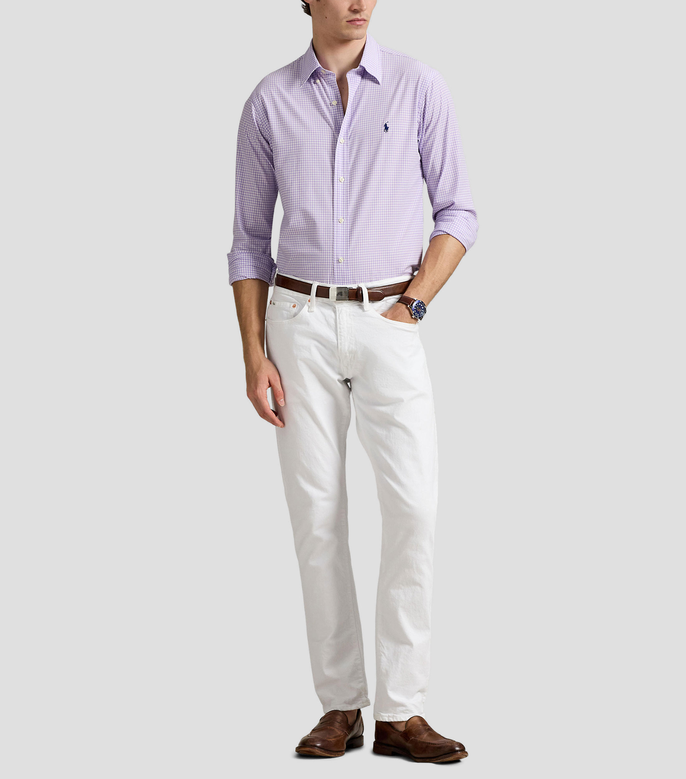 Camisa con cuadros manga larga Hombre