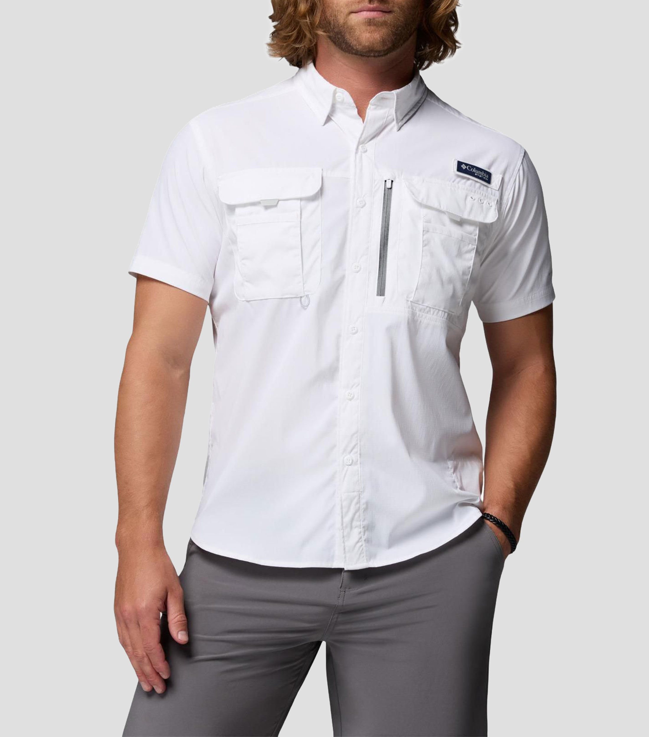Camisa lisa manga corta Hombre