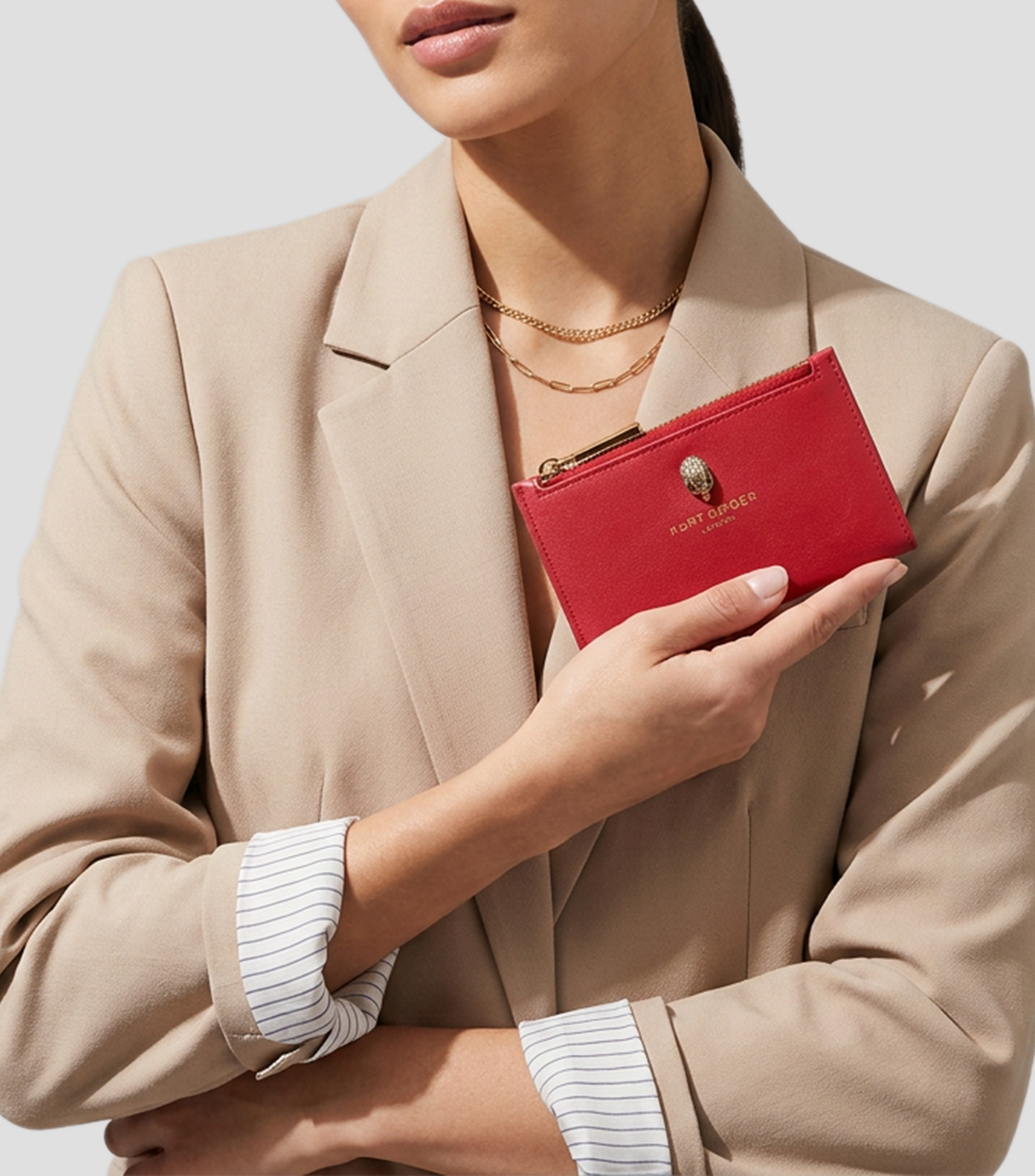 Monedero liso con detalle texturizado Mujer