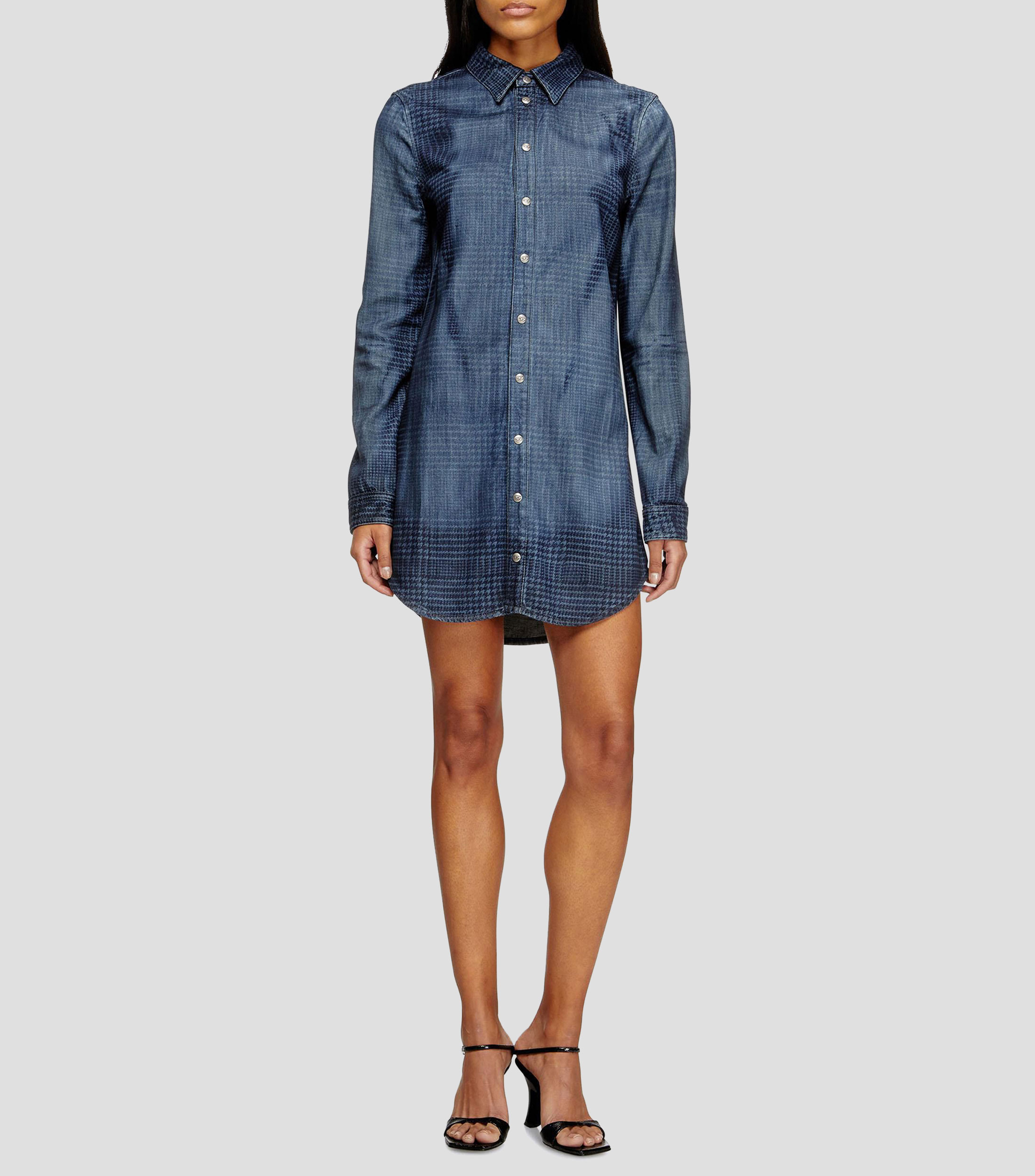 Vestido corto de manga larga liso Mujer