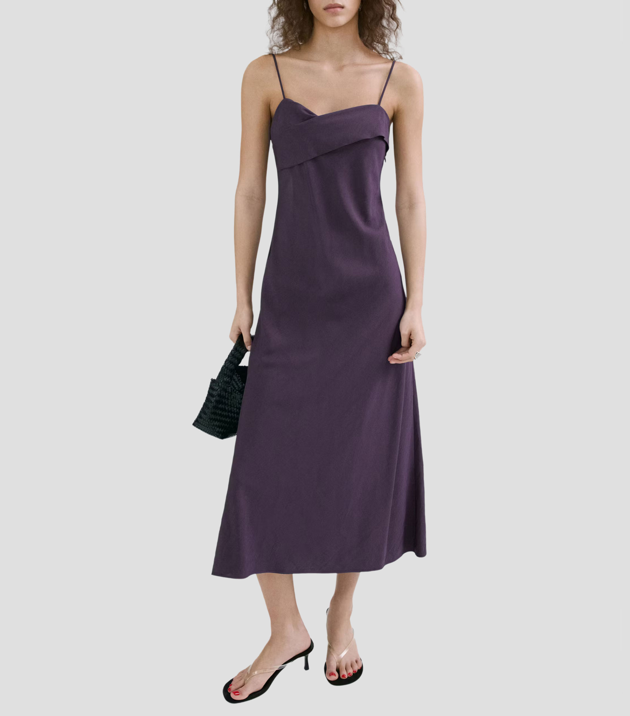 Vestido midi liso Mujer