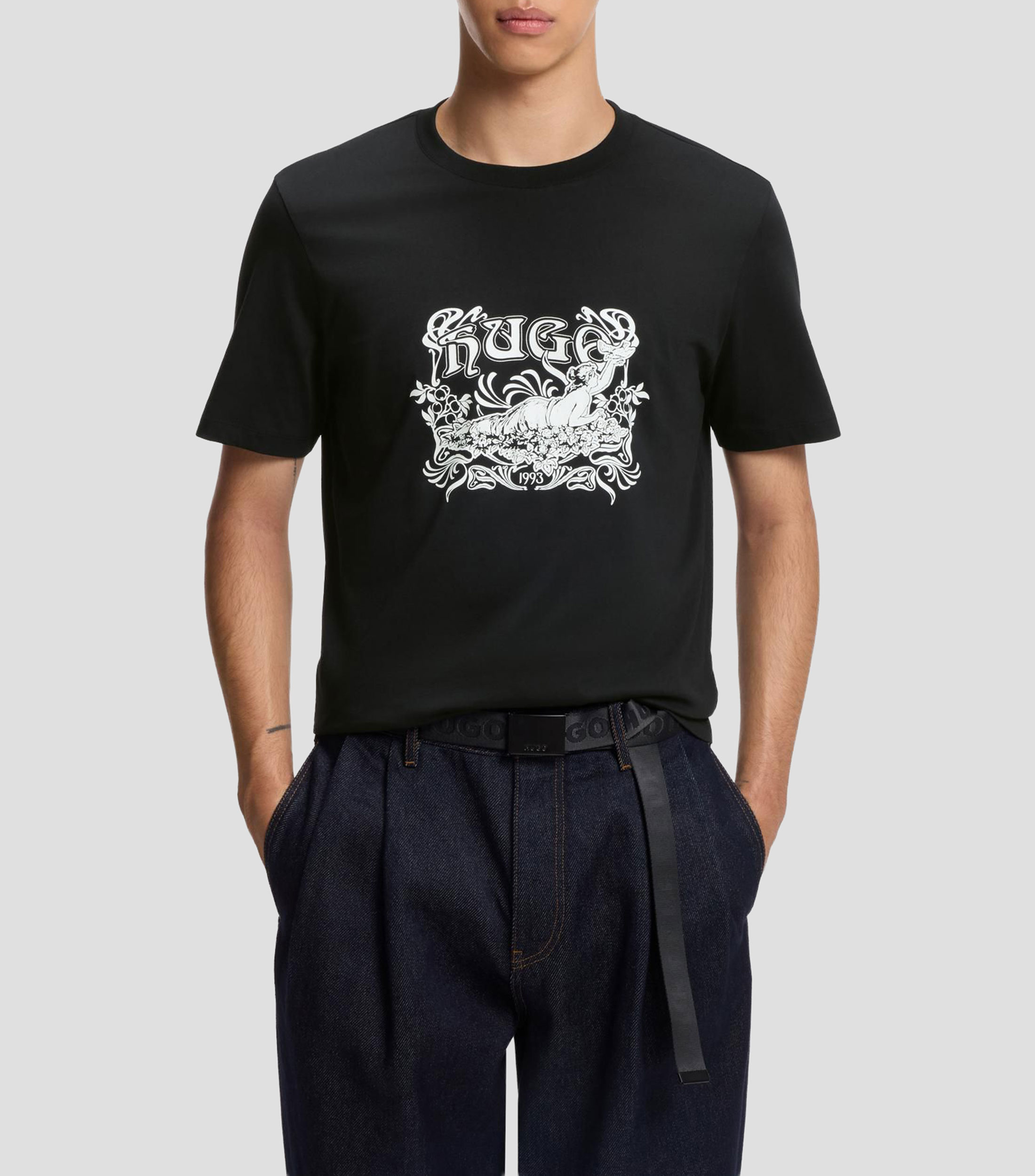 Playera de punto de algodón con ilustración de logo Hombre