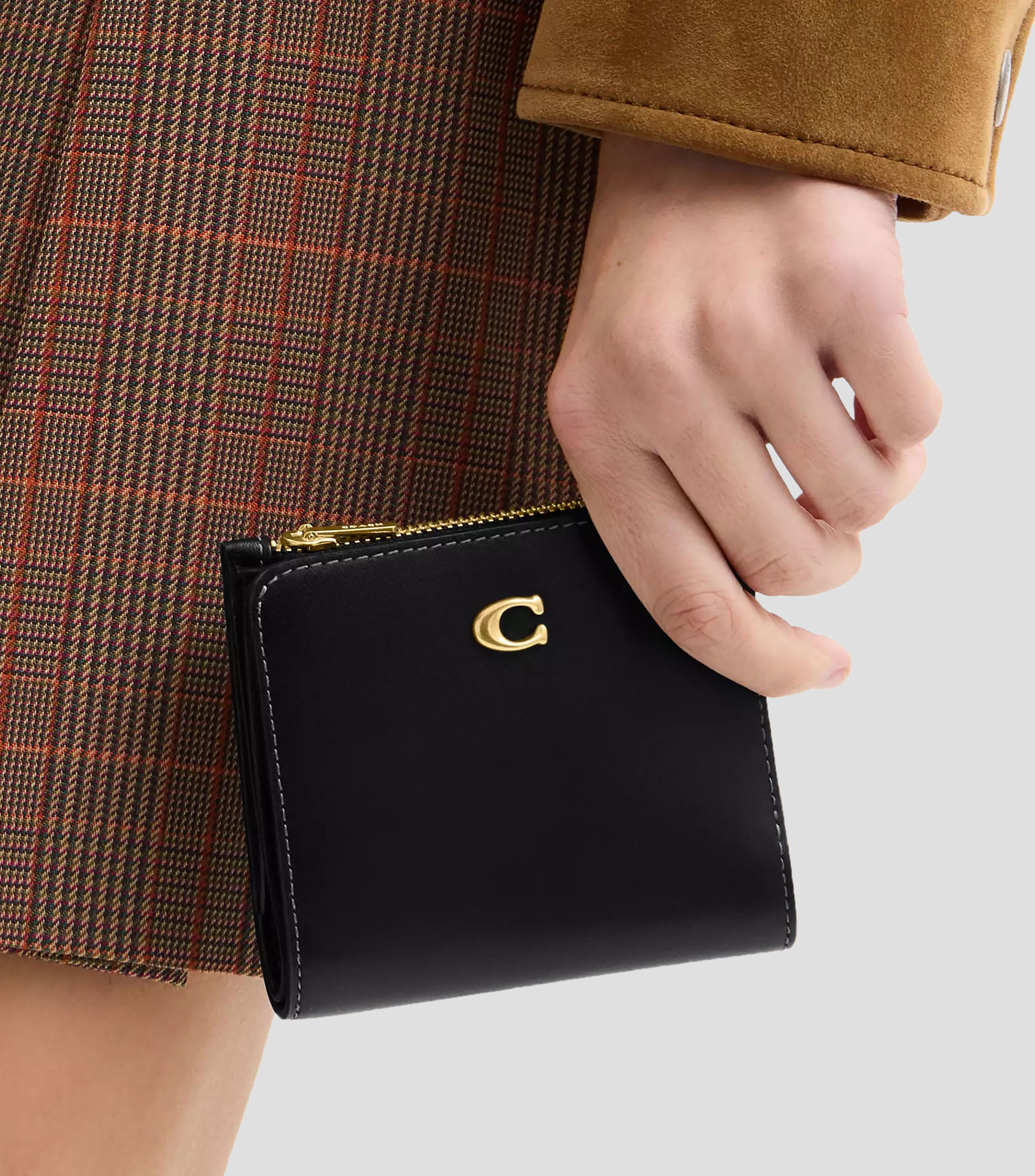 Cartera en cuero de becerro lisa Mujer