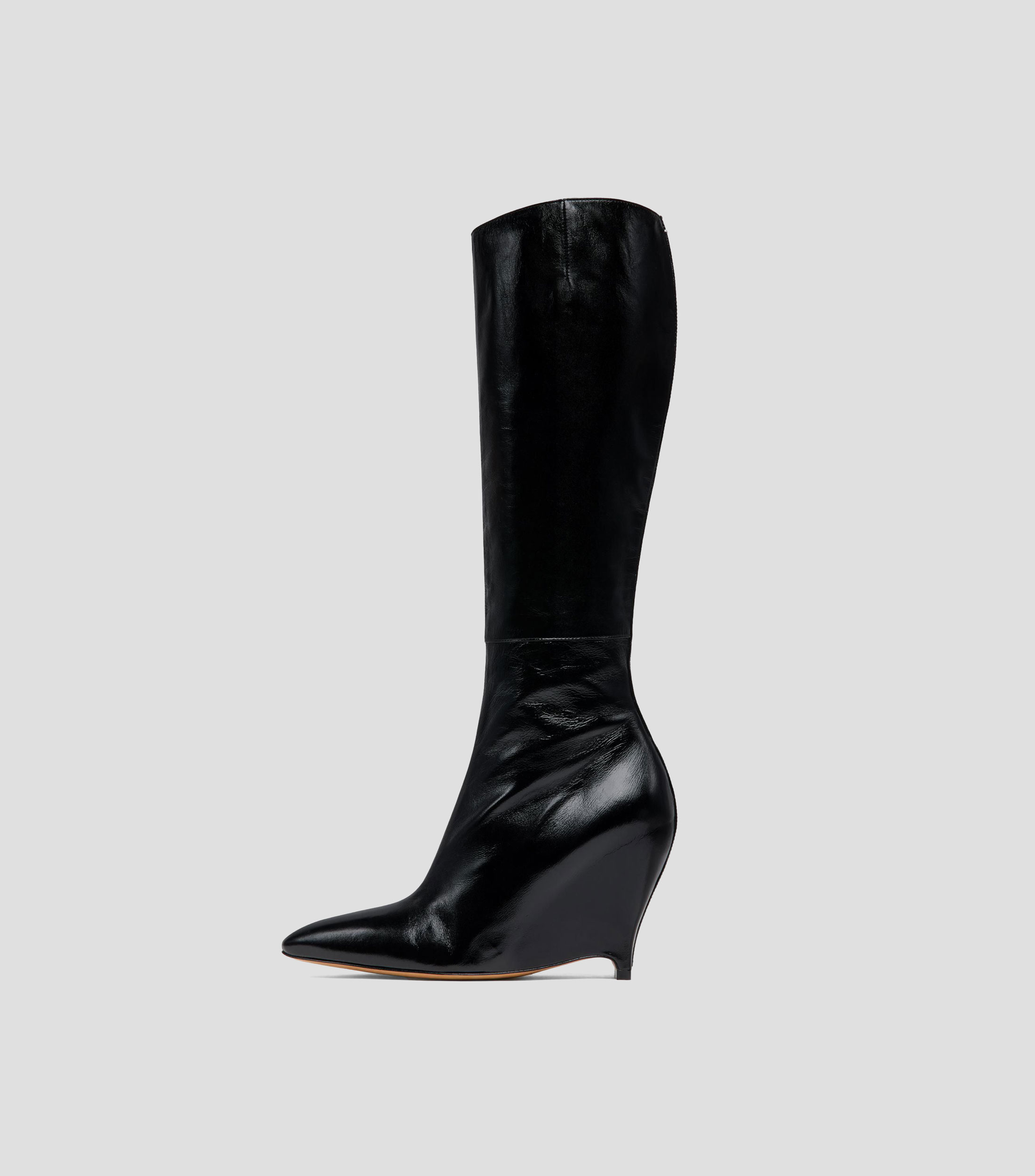 Botas altas Heel-less en piel con tacón alto y ancho Mujer