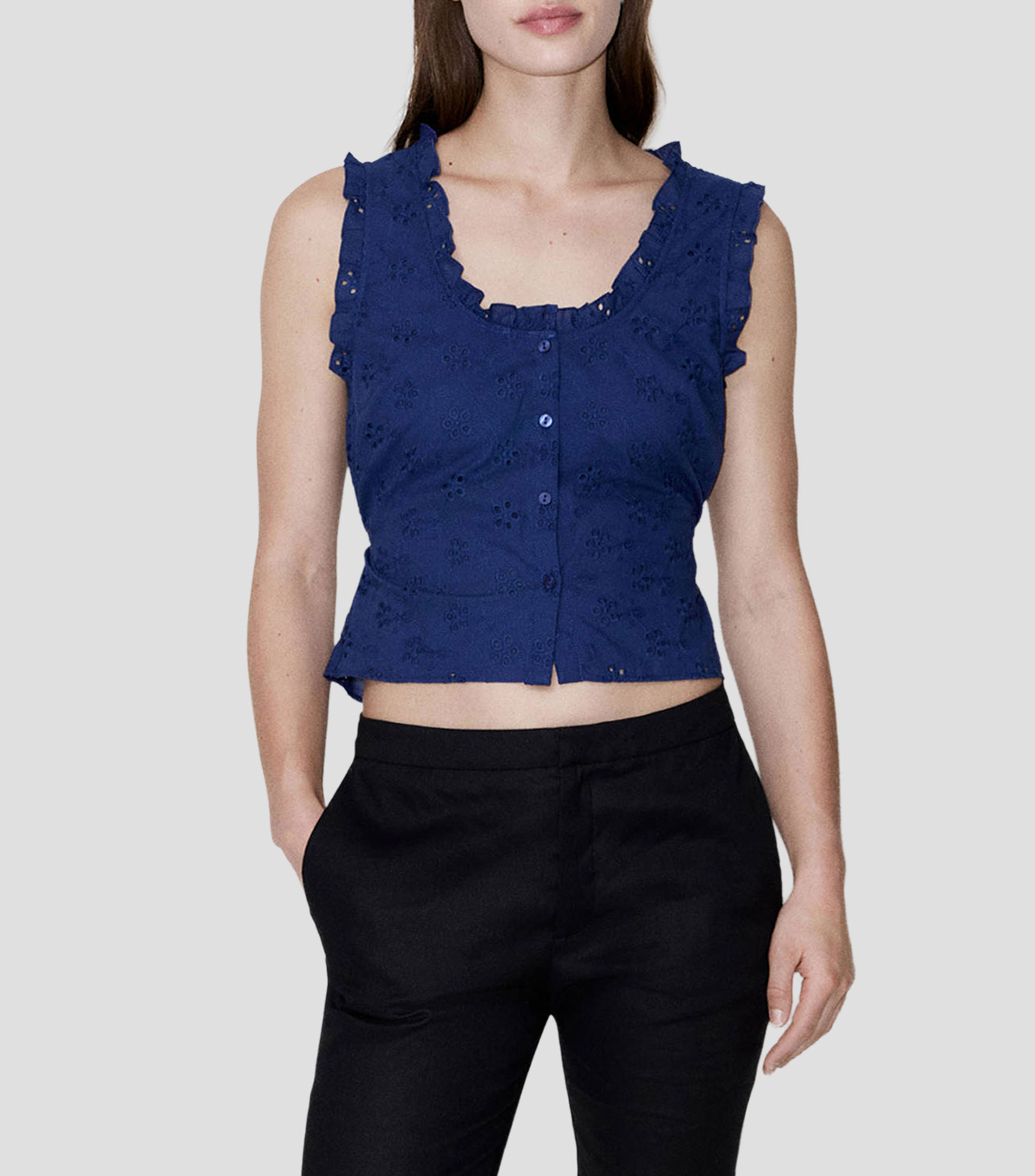 Blusa fantasía sin mangas Mujer