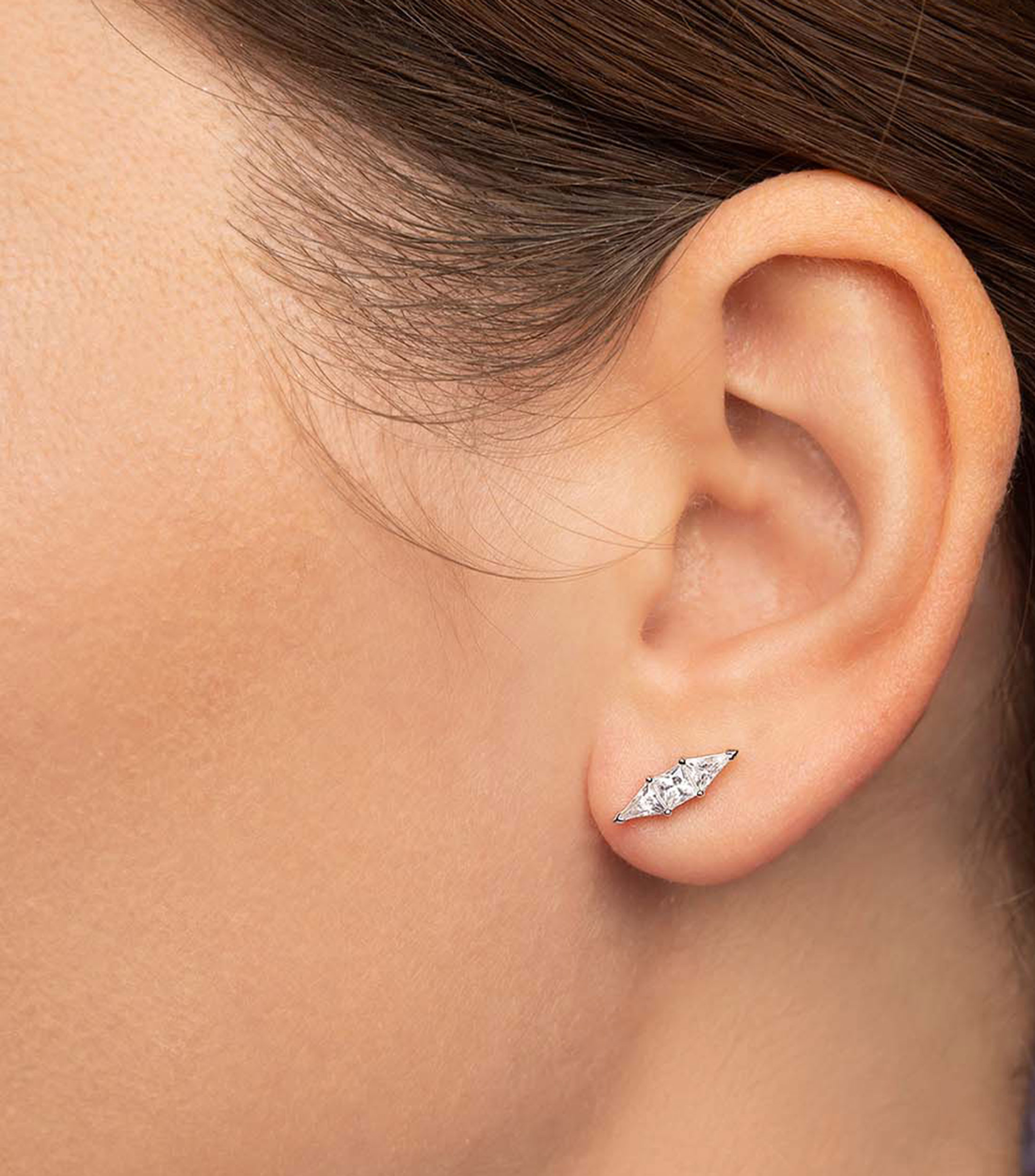 Aretes en plata de ley con circonita Printemps Mujer
