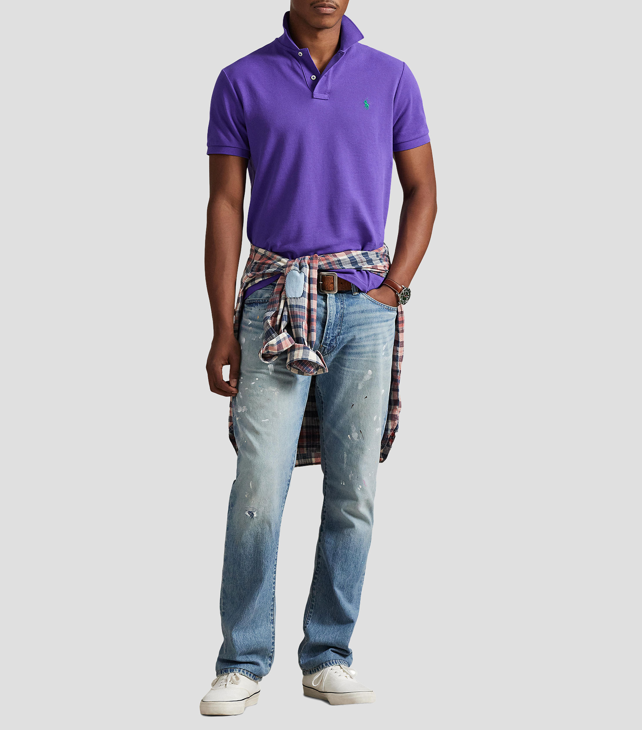 Playera polo manga corta sólida Hombre