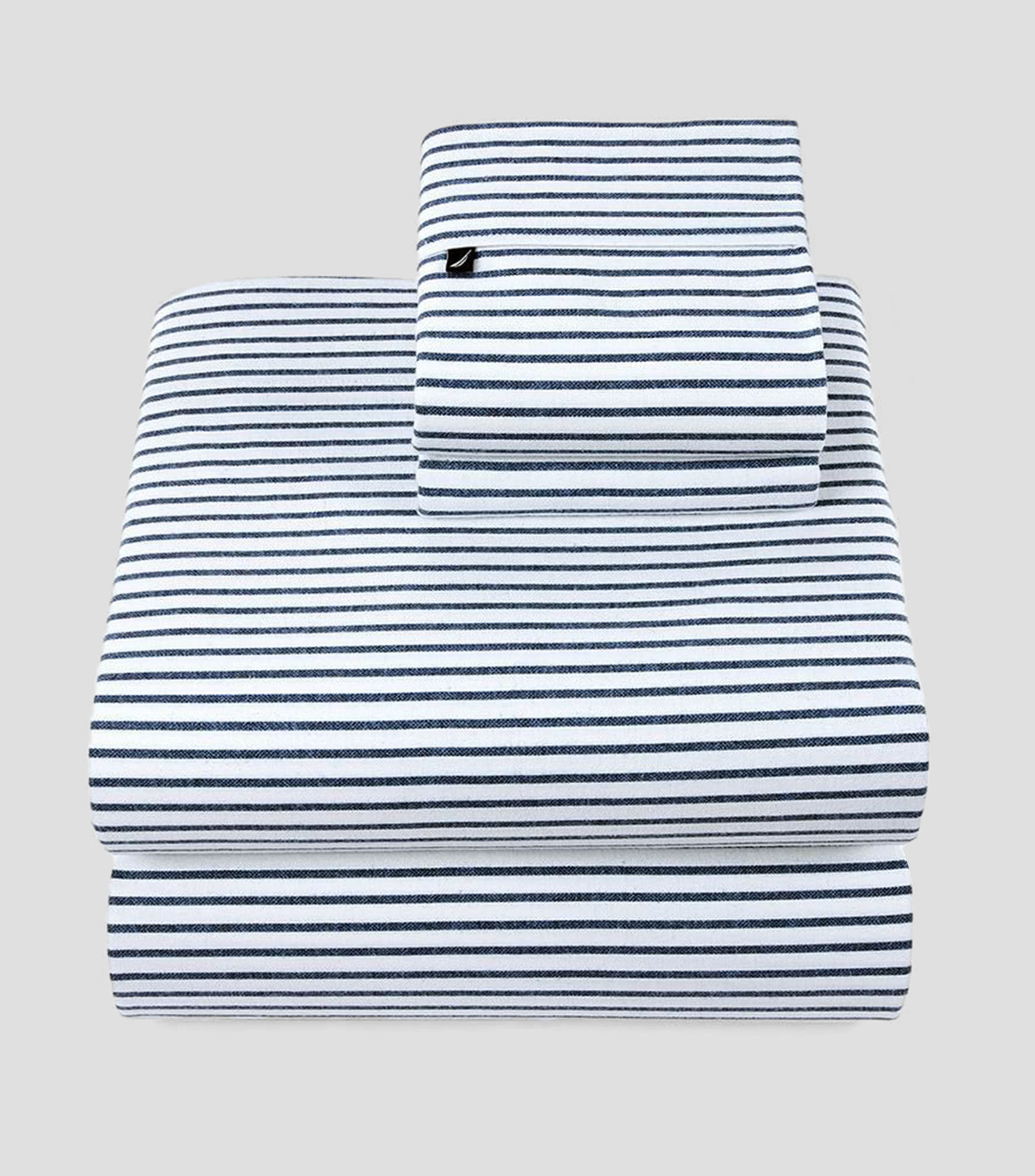 Juego de sábanas queen size en algodón Hermead blanco con azul