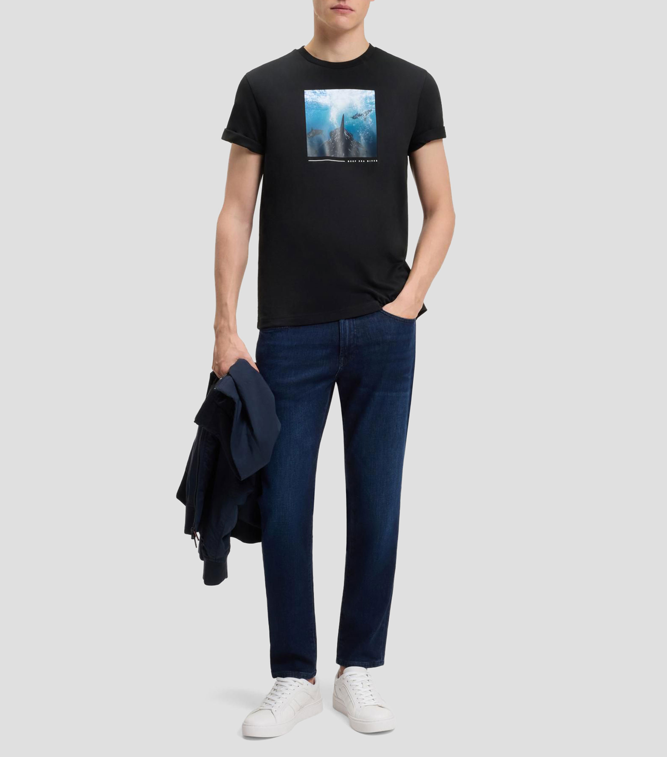 Playera de punto de algodón con ilustración estampada Hombre