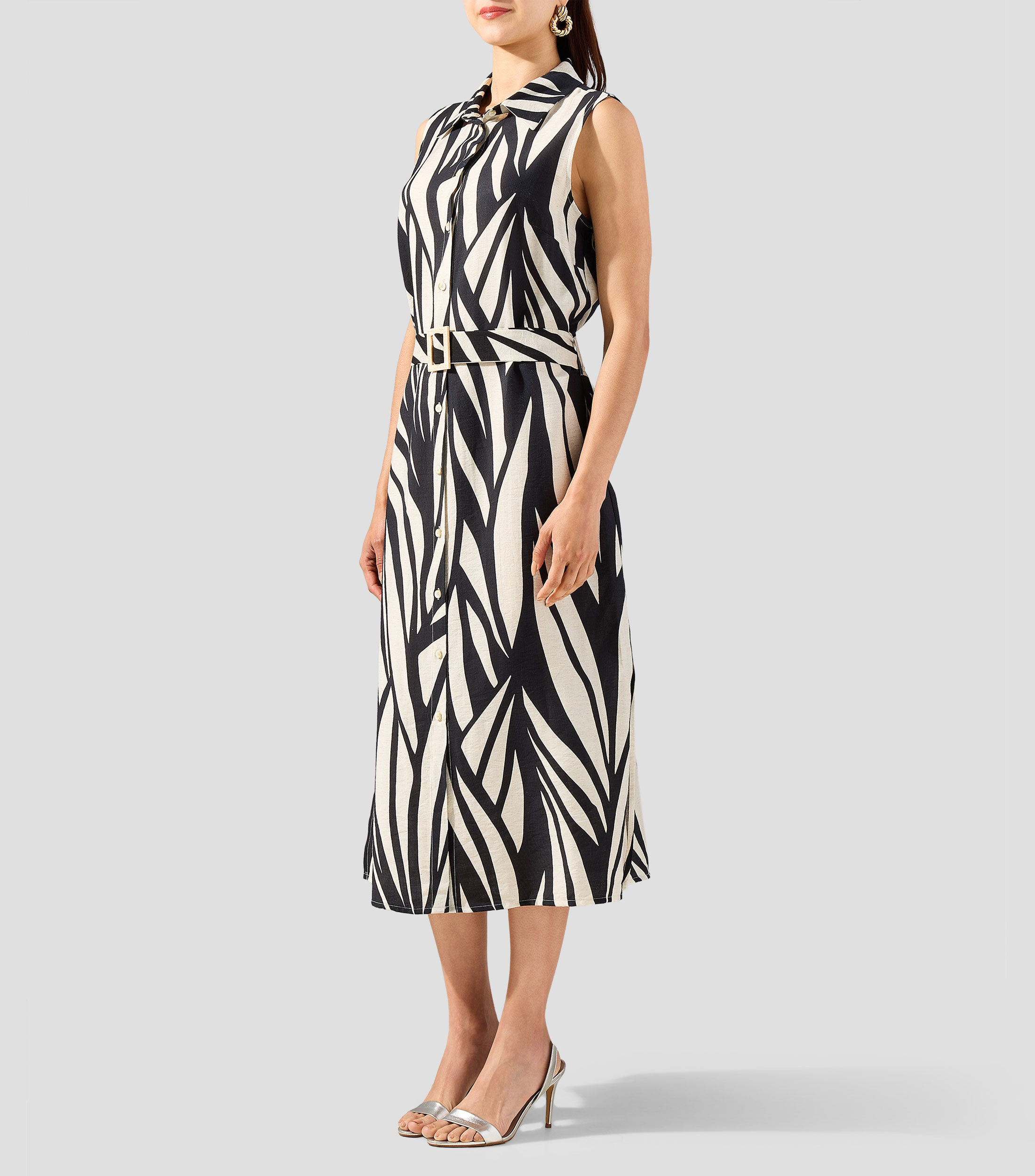Vestido midi estampado Mujer