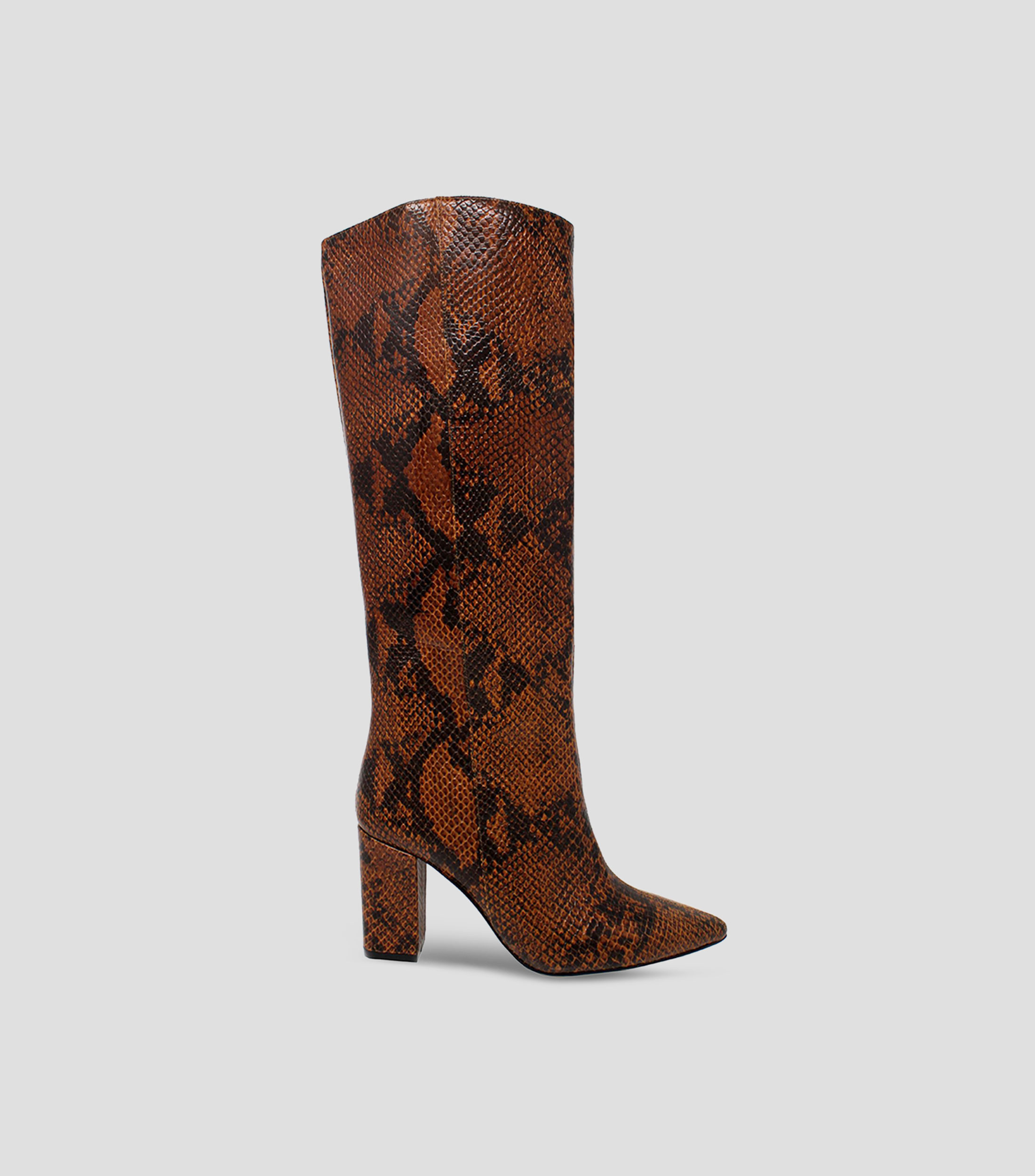 Botas casuales largas Brooklyn en piel con tacón medio cuadrado Mujer