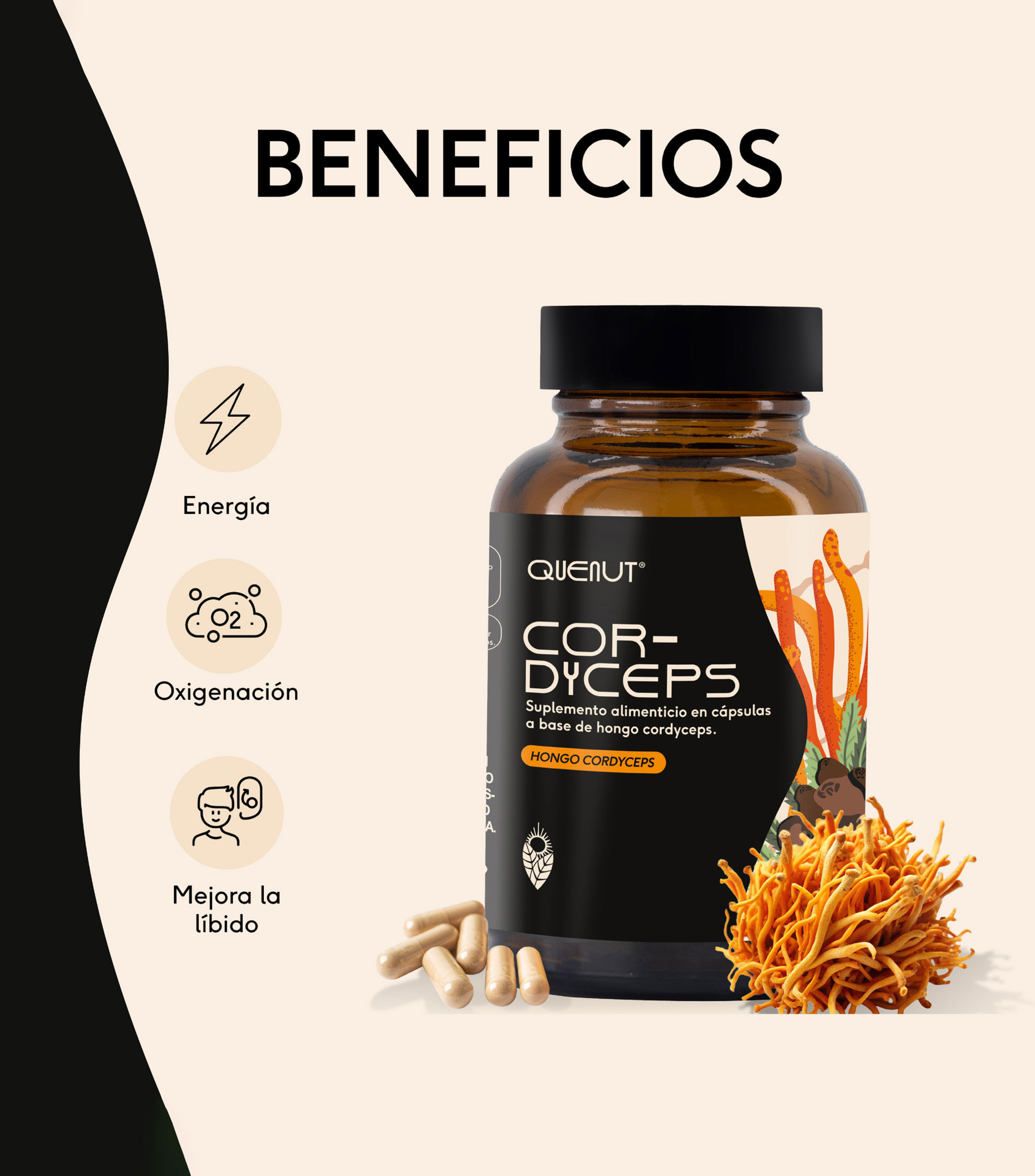 Suplemento alimenticio en cápsulas Cor-Dyceps, 33 g