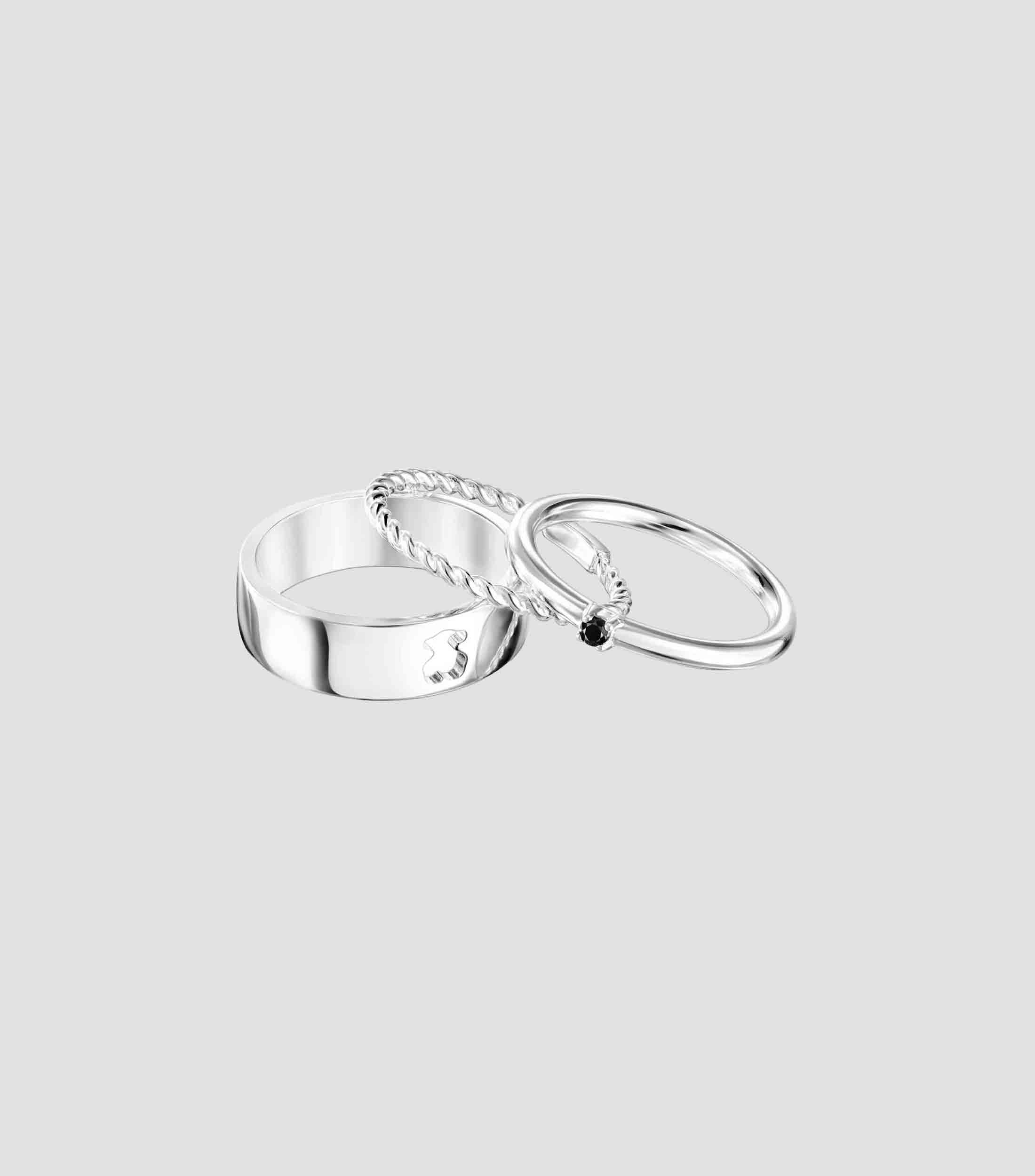 Set 3 anillos en plata Ring Mix con espinela Mujer