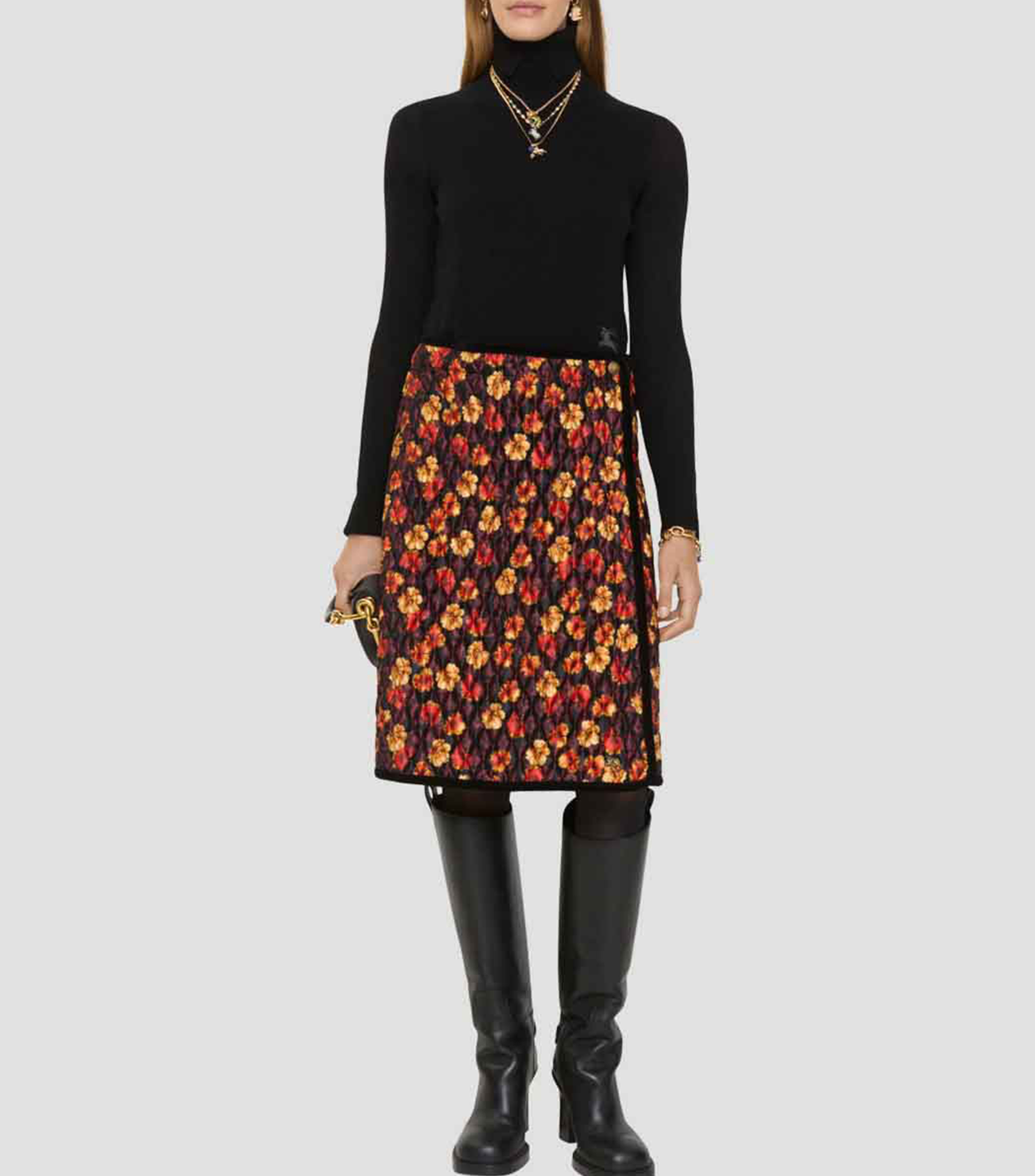 Falda midi de corte recto estampada Mujer