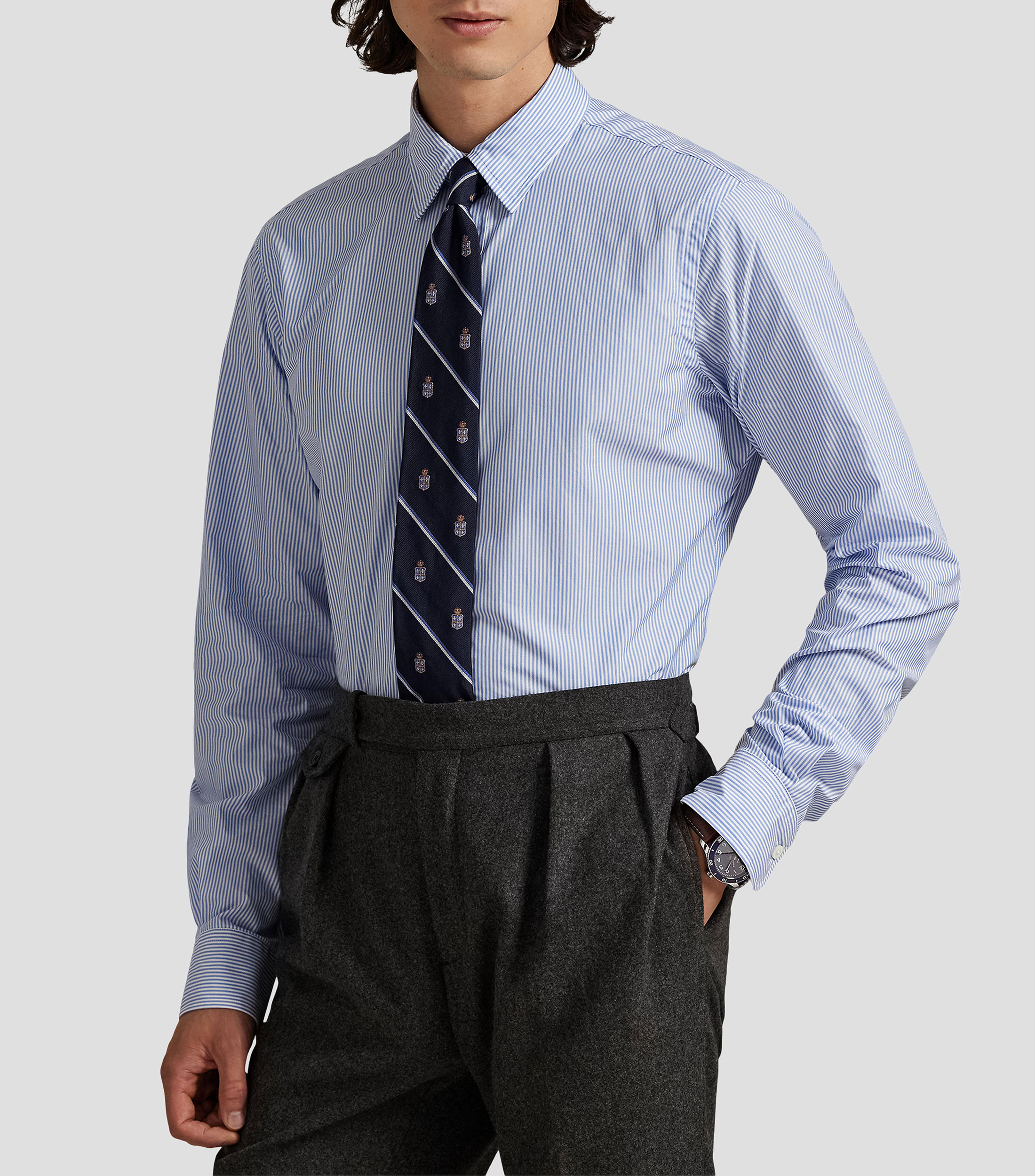 Camisa rayas manga larga Hombre