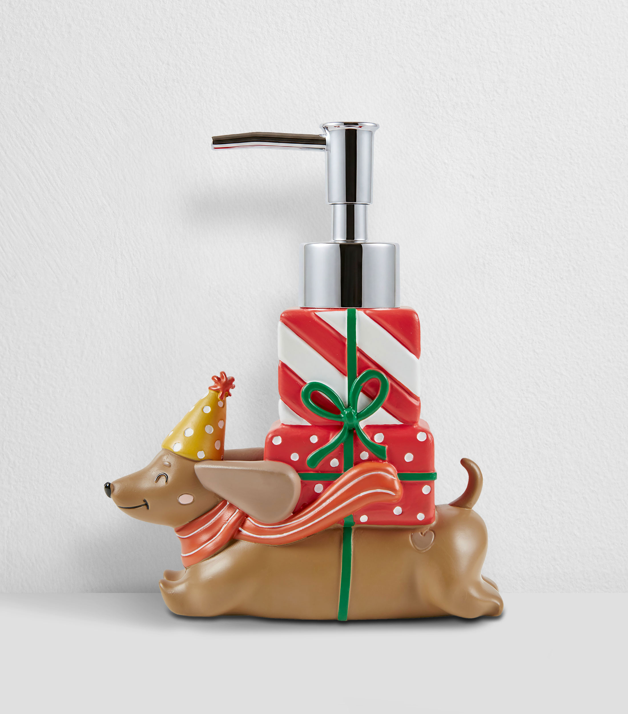 Dispensador para jabón Xmas Perro salchicha en poliresina
