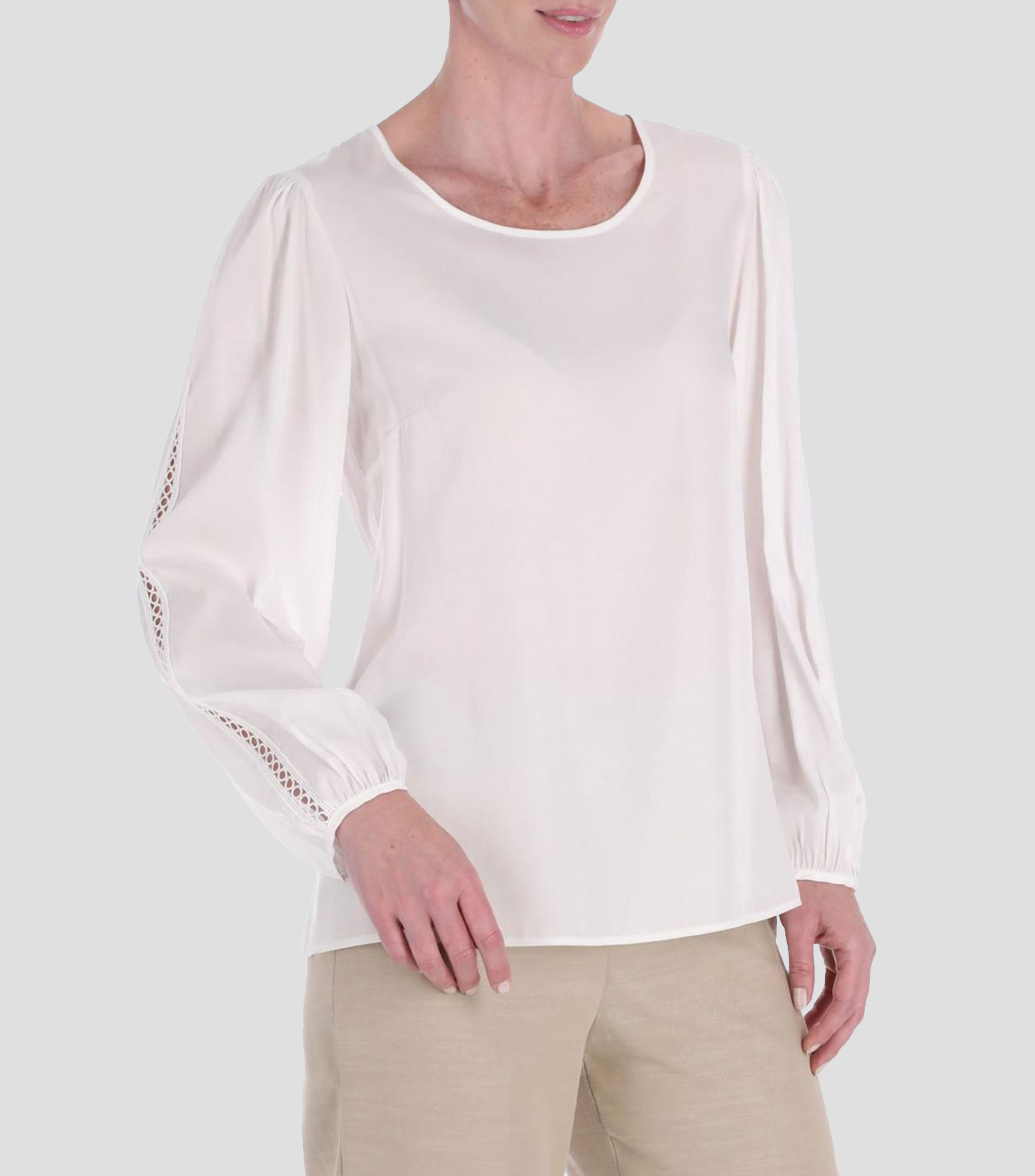 Blusa lisa manga larga Mujer