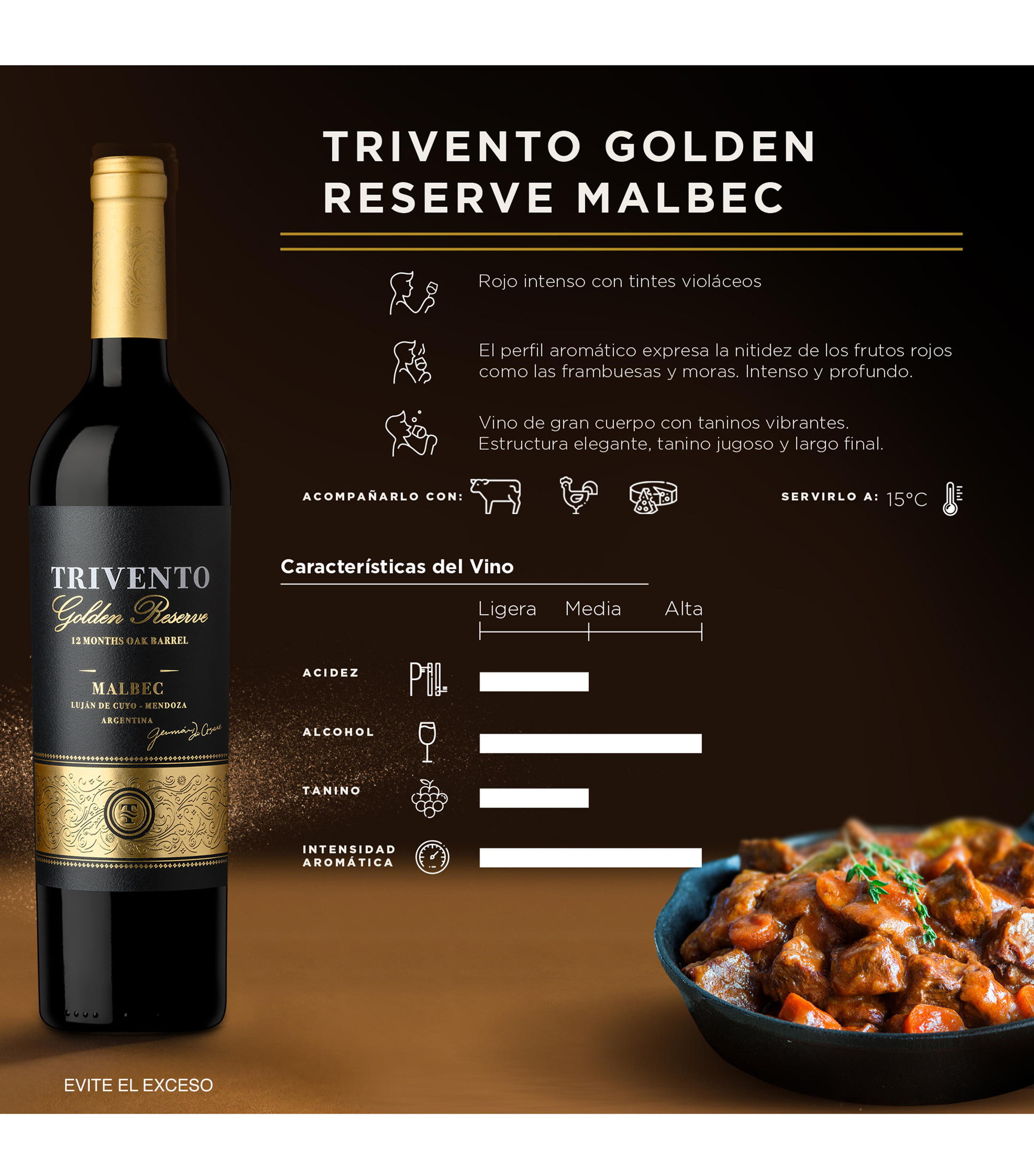 Vino tinto Malbec, 750 ml
