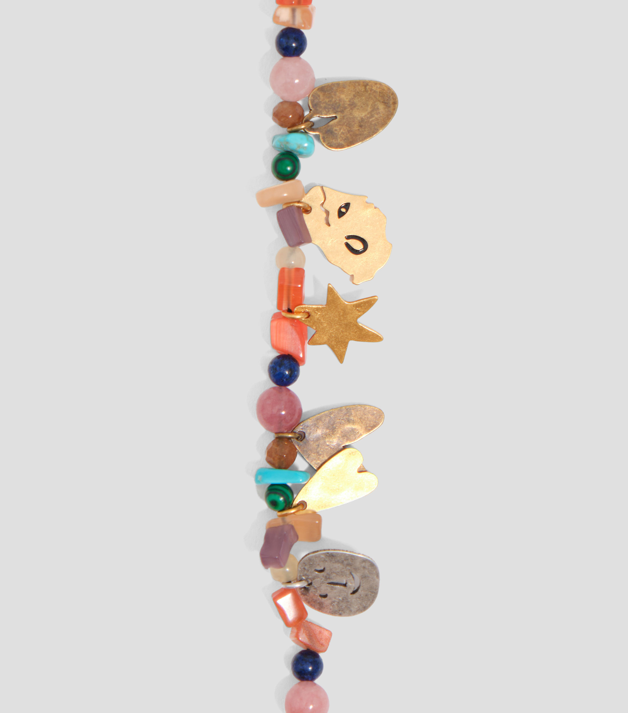 Pulsera con siluetas de metal y piedras multicolor Mujer