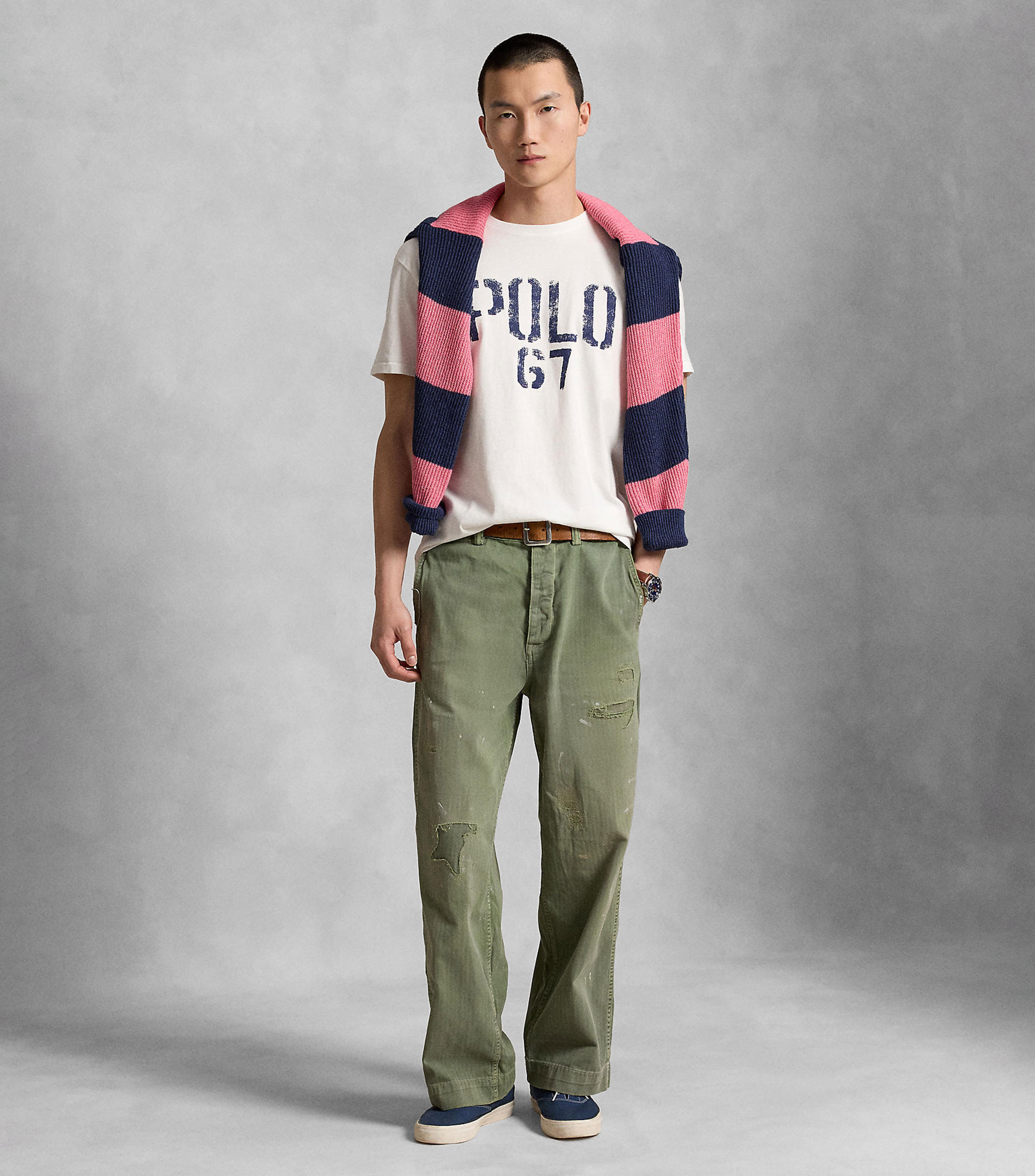 Playera cuello redondo manga corta estampada Hombre