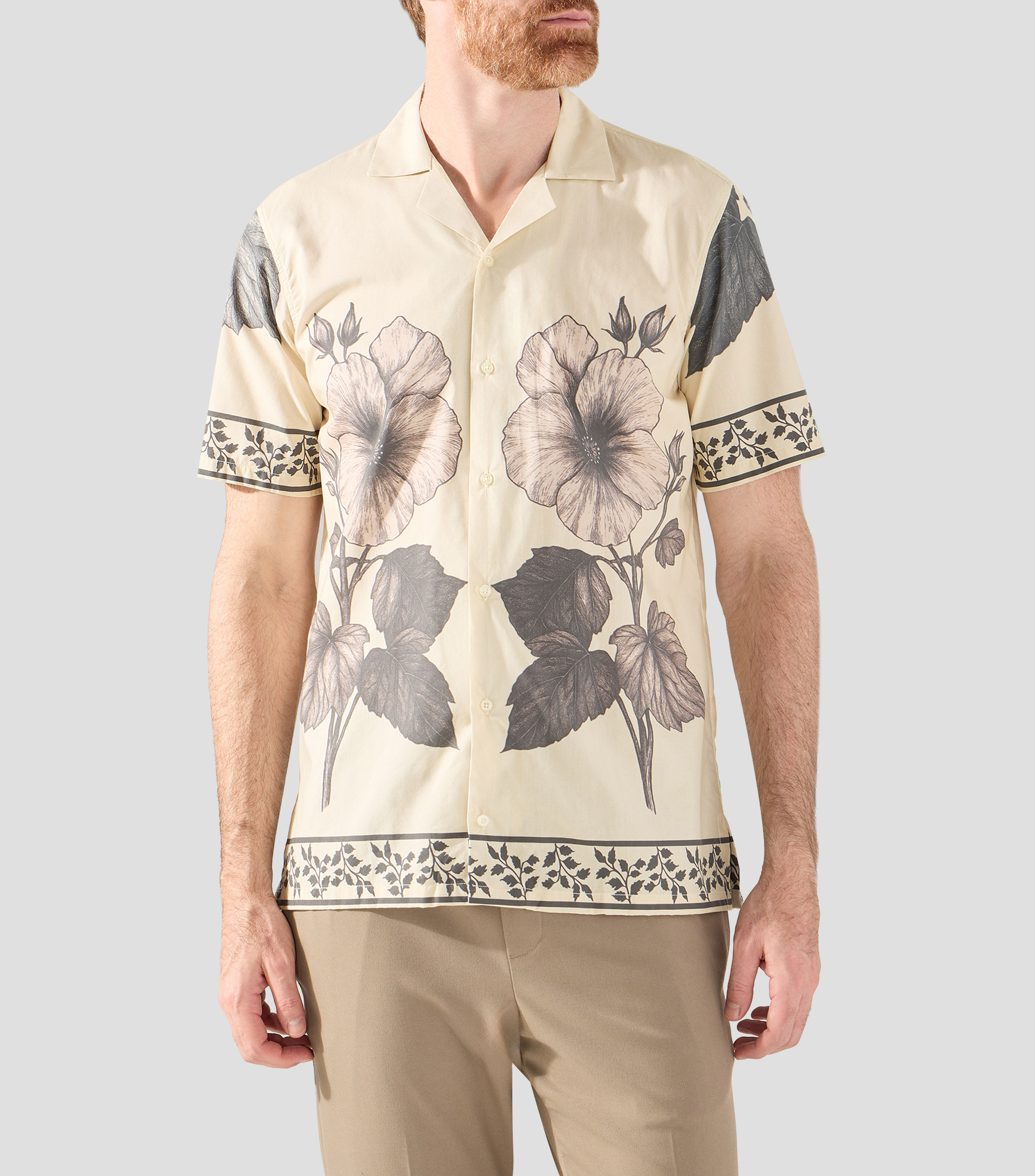 Camisa hawaiana estampada manga corta Hombre