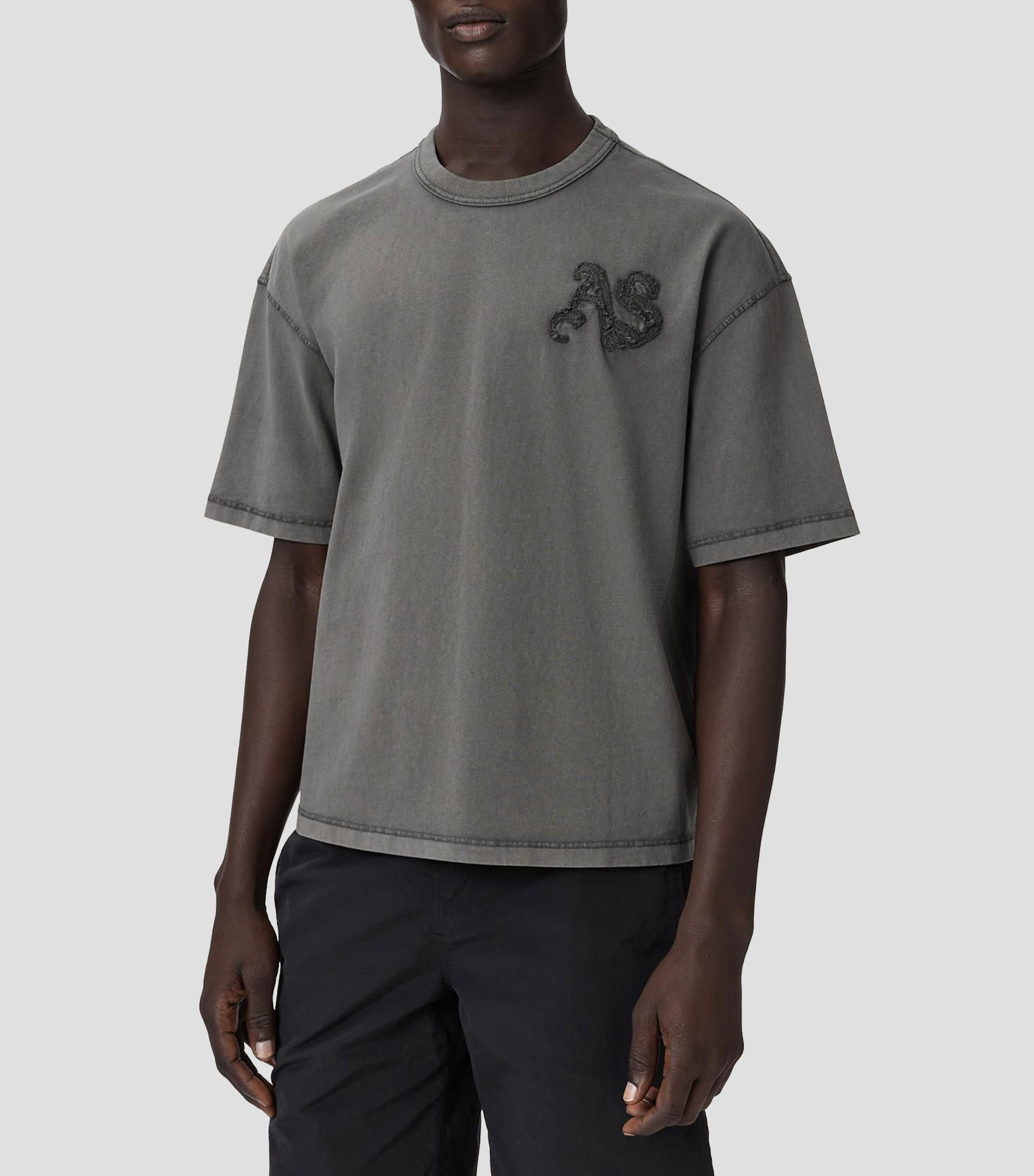 Playera de cuello redondo con manga corta lisa Hombre