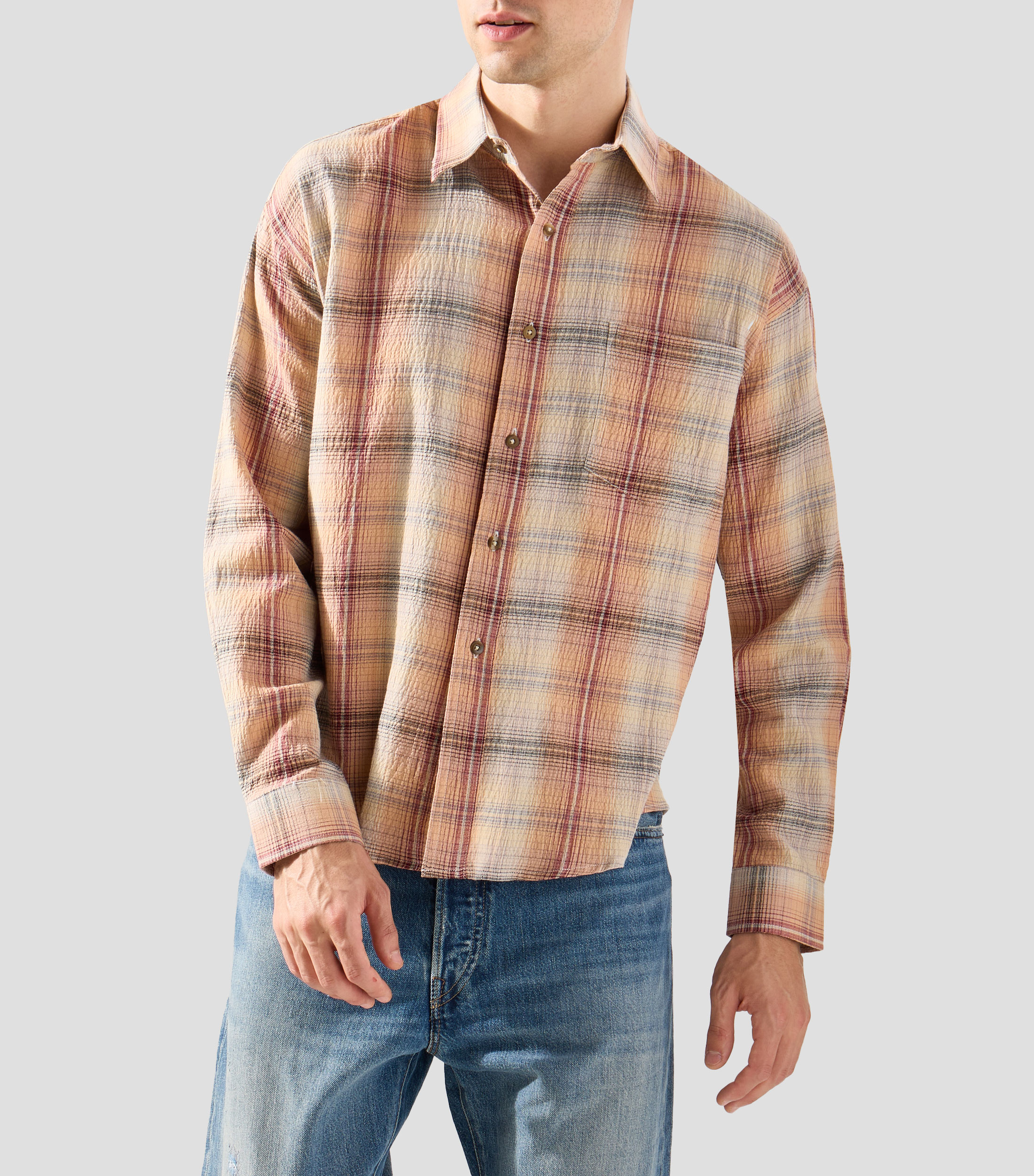 Camisa cuadros manga larga Hombre