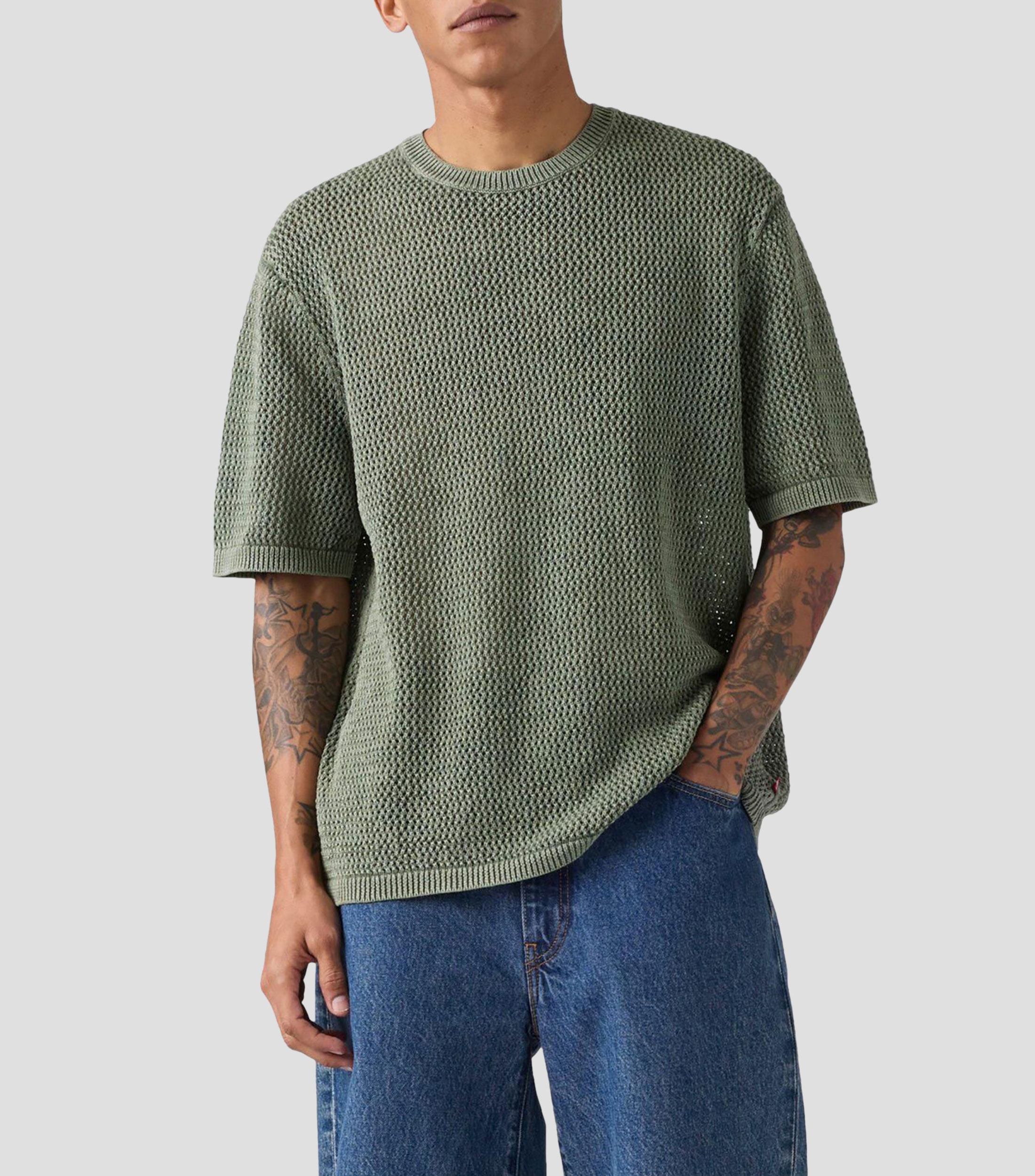 Playera cuello redondo manga corta sólido Hombre