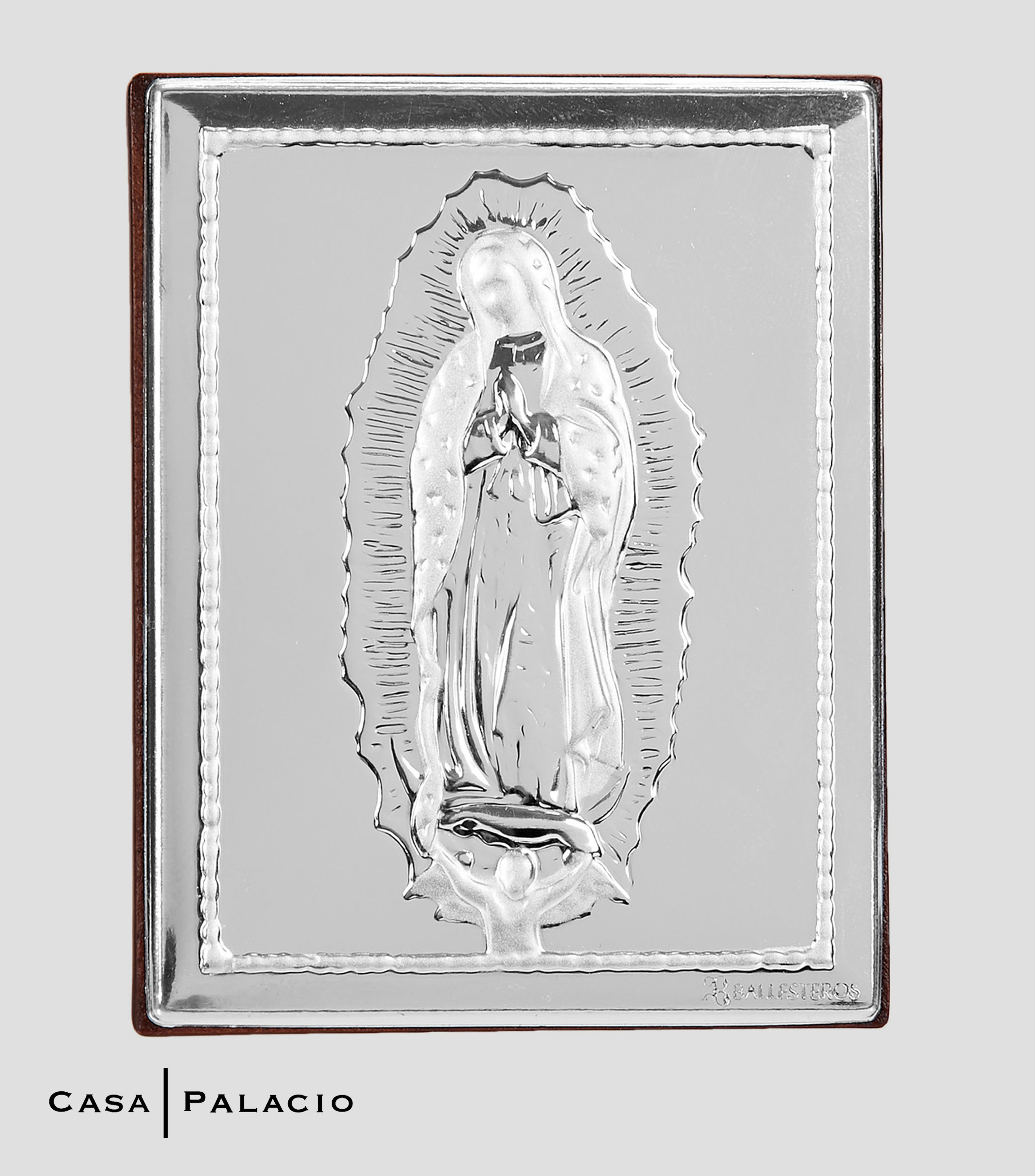 Mini Cuadro de Virgen en metal, madera