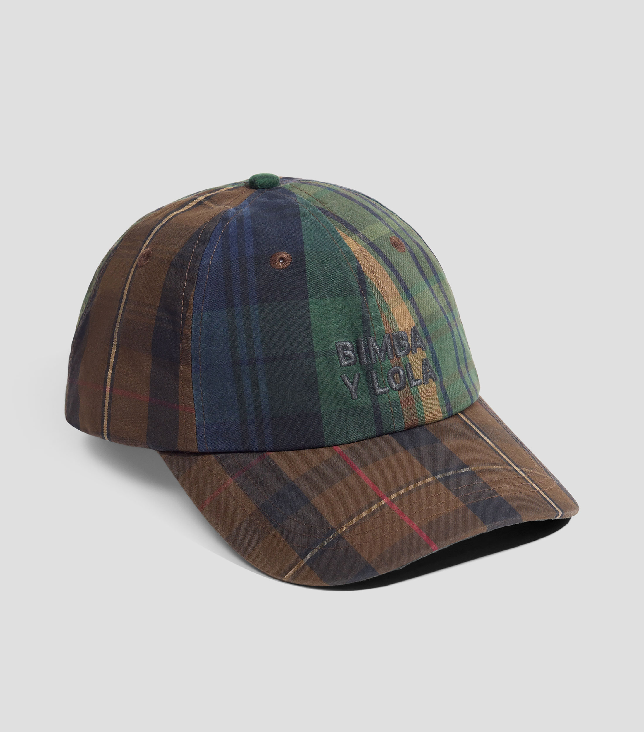 Gorra patchwork con cuadros en algodón Mujer