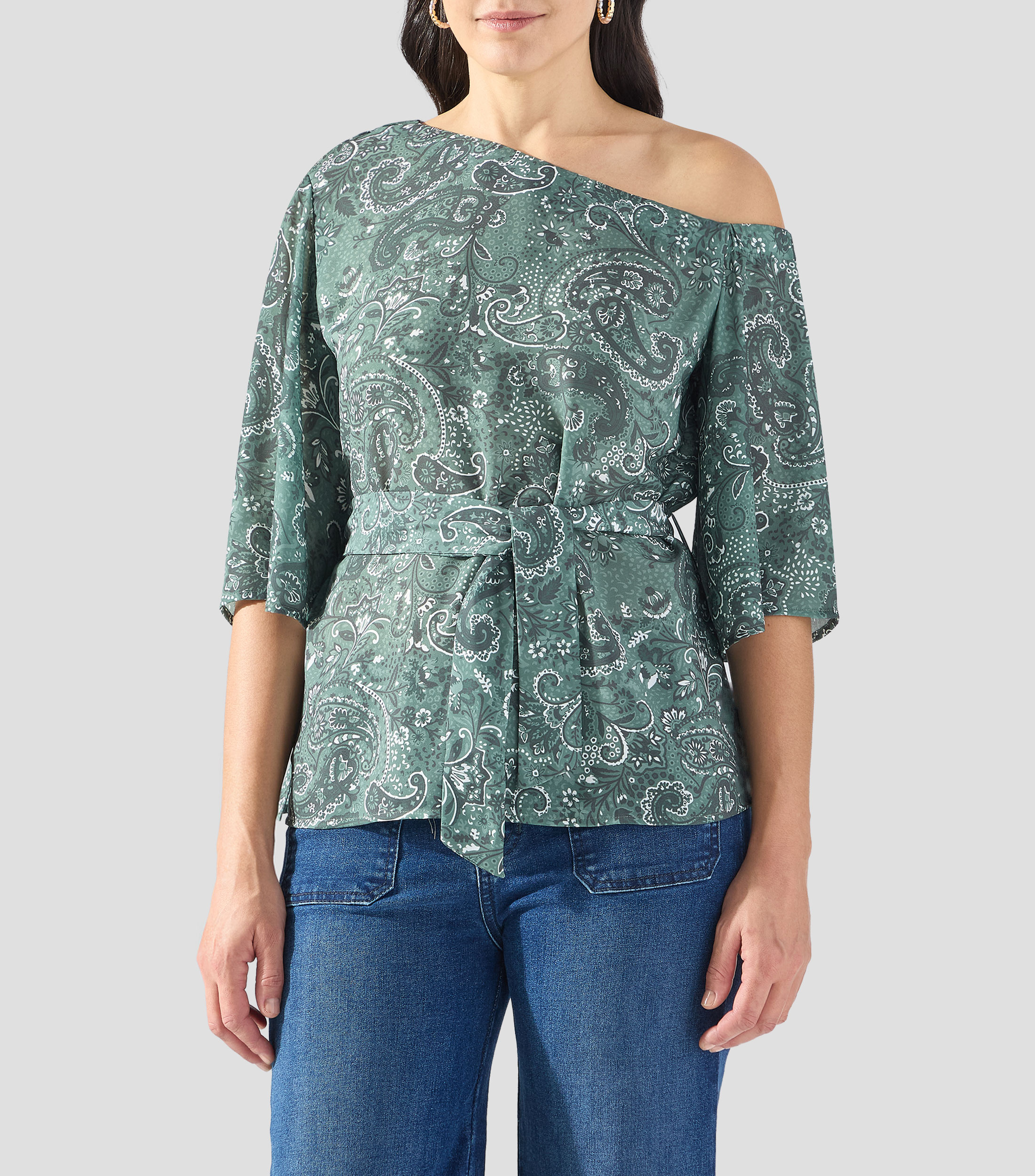 Blusa estampada manga 3/4 Mujer