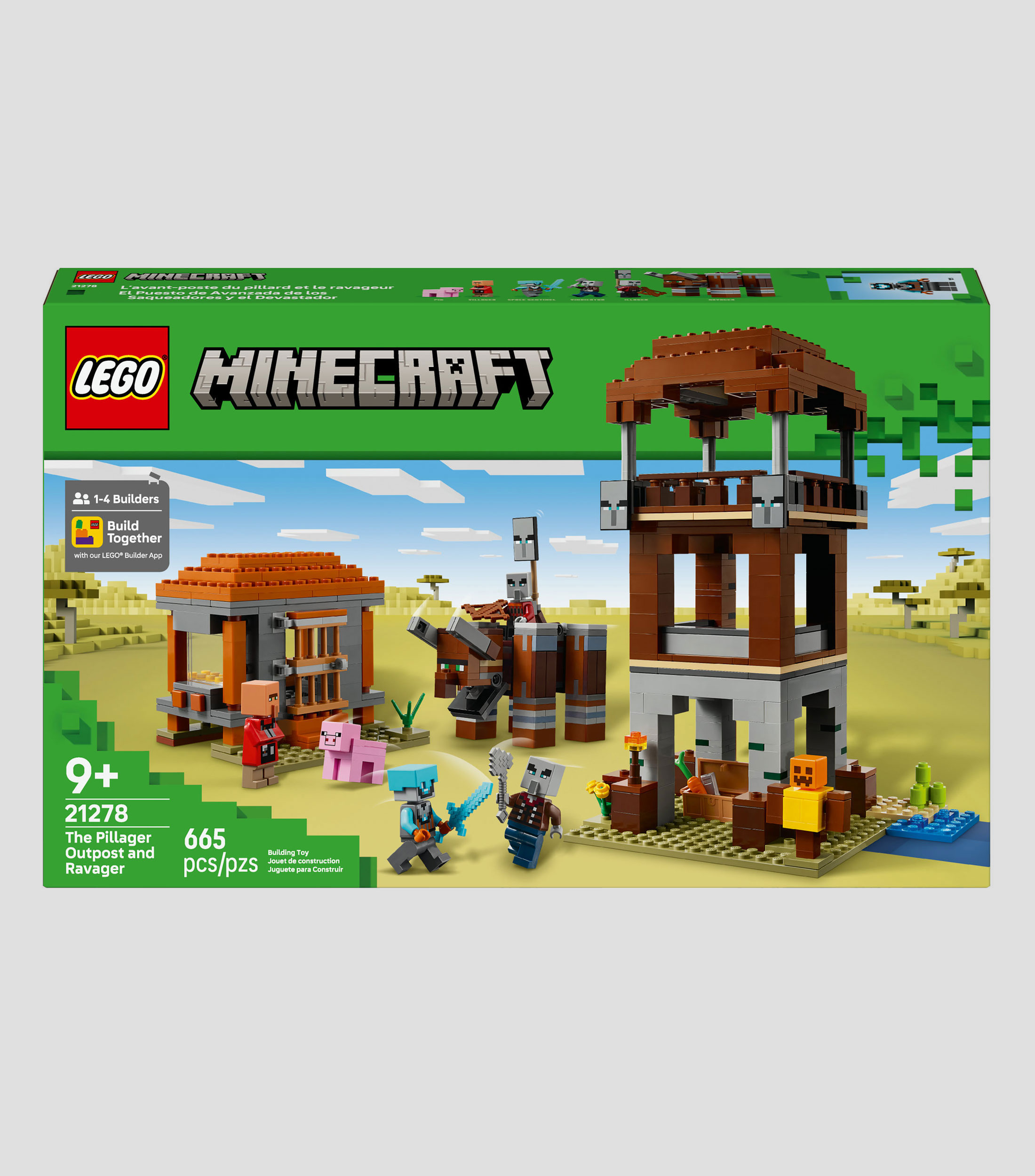 Lego Minecraft, El Puesto de Avanzada de los Saqueadores y el Devastador 21278