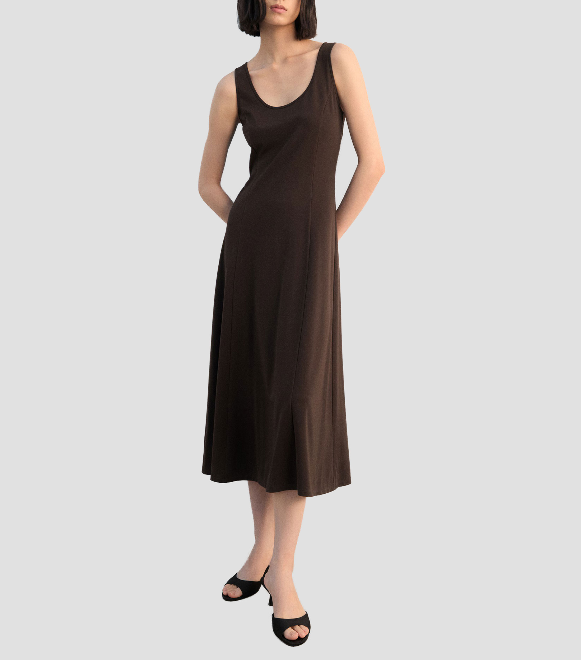 Vestido midi liso Mujer