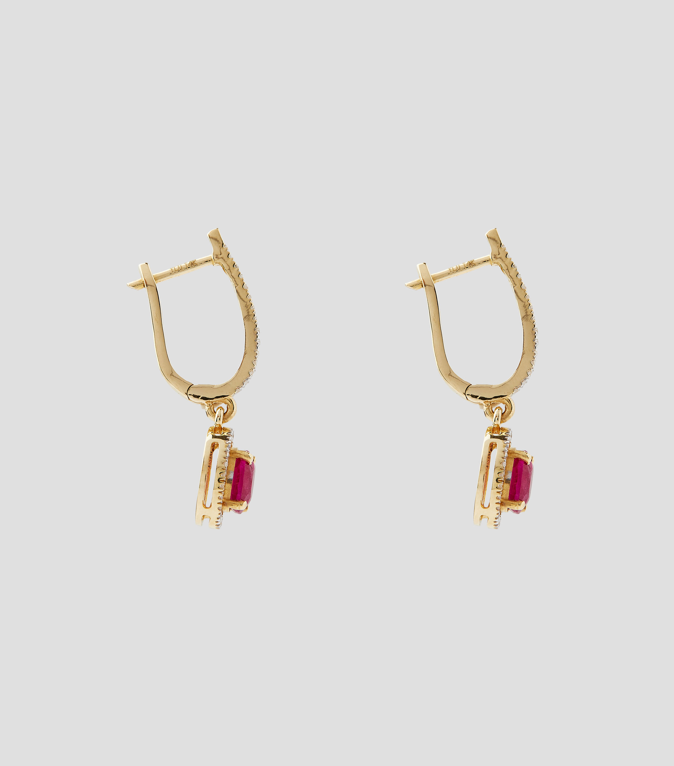 Aretes en Oro de 14 Kilates con rubí Mujer