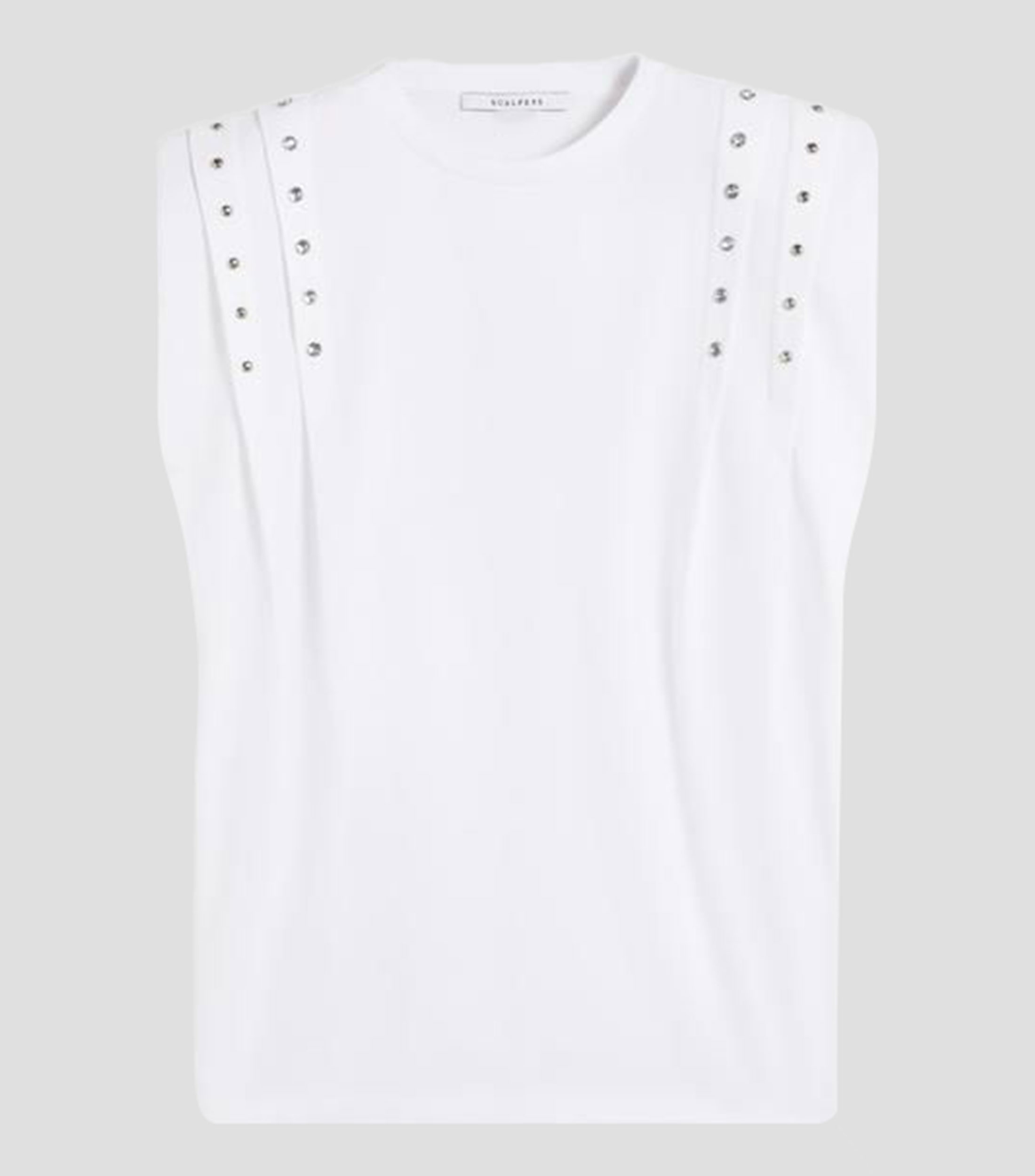 Playera cuello redondo sin mangas lisa Mujer