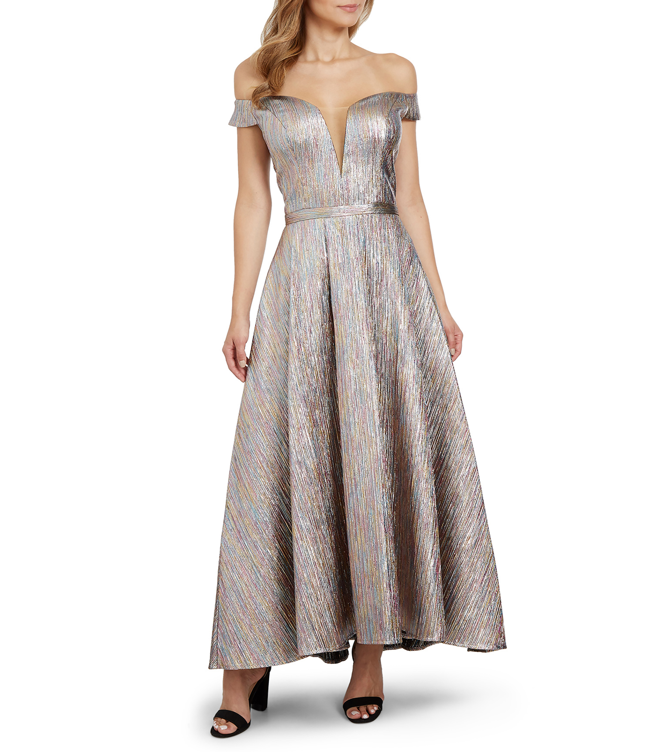 Novenna Vestido de Noche largo con líneas multicolor Mujer - El Palacio de Hierro Novenna Vestido de Noche largo con líneas multicolor Mujer - El Palacio de Hierro