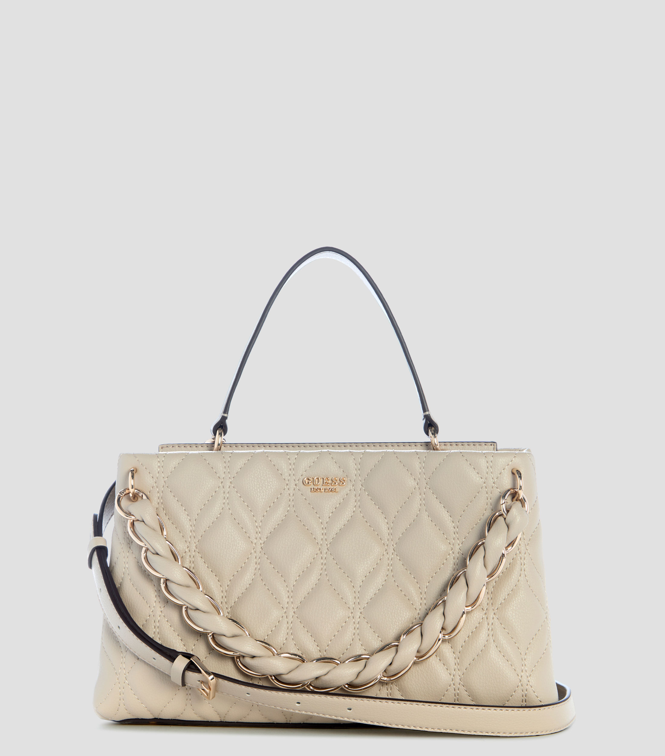 Bolsa satchel beige sólida Mujer