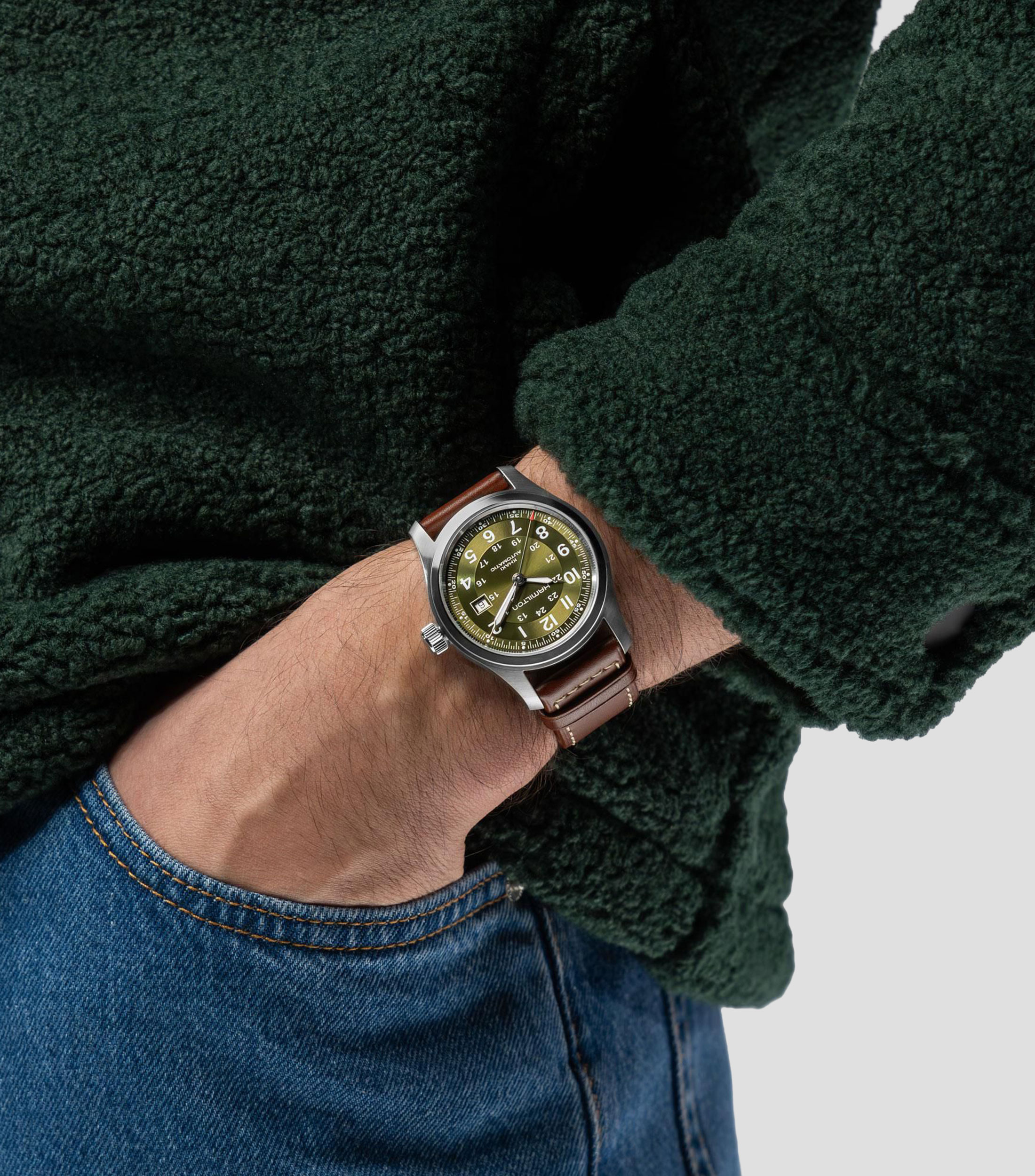 Reloj para hombre Khaki Field Automatic Casual Plateado