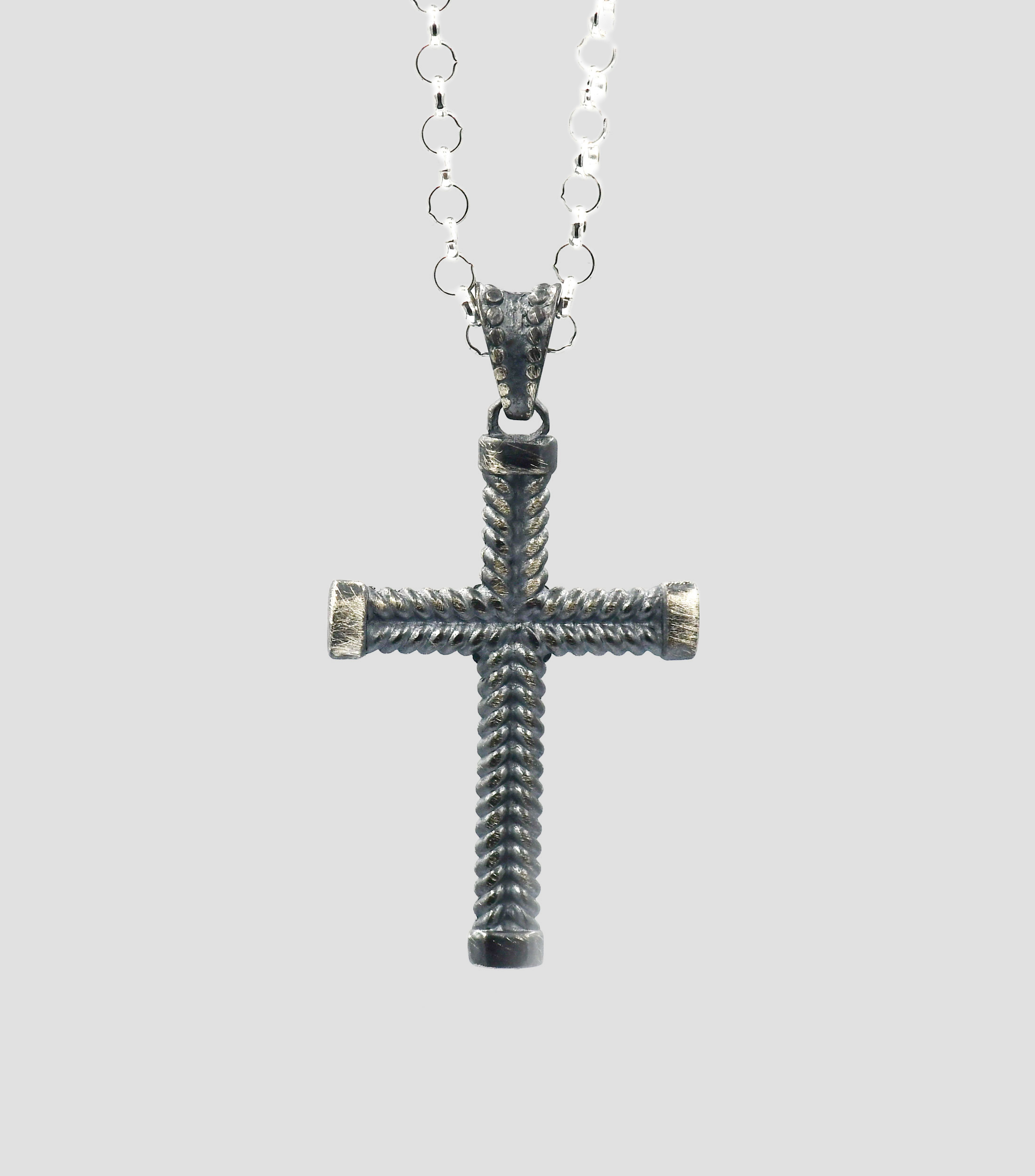 Dije en plata Rope Cross Unisex