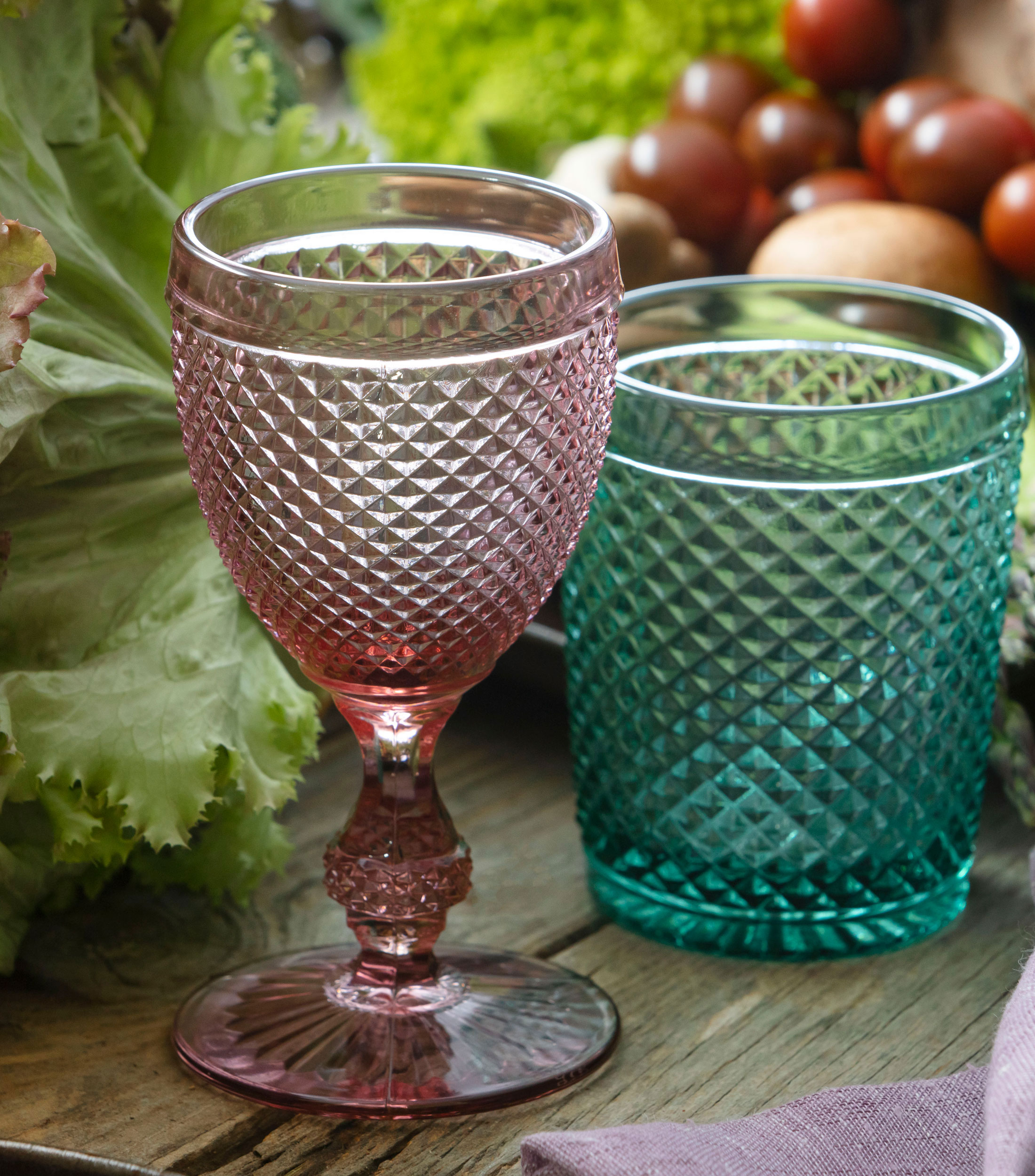 Set 4 Copas de Vino Tinto Bicos Rosa
