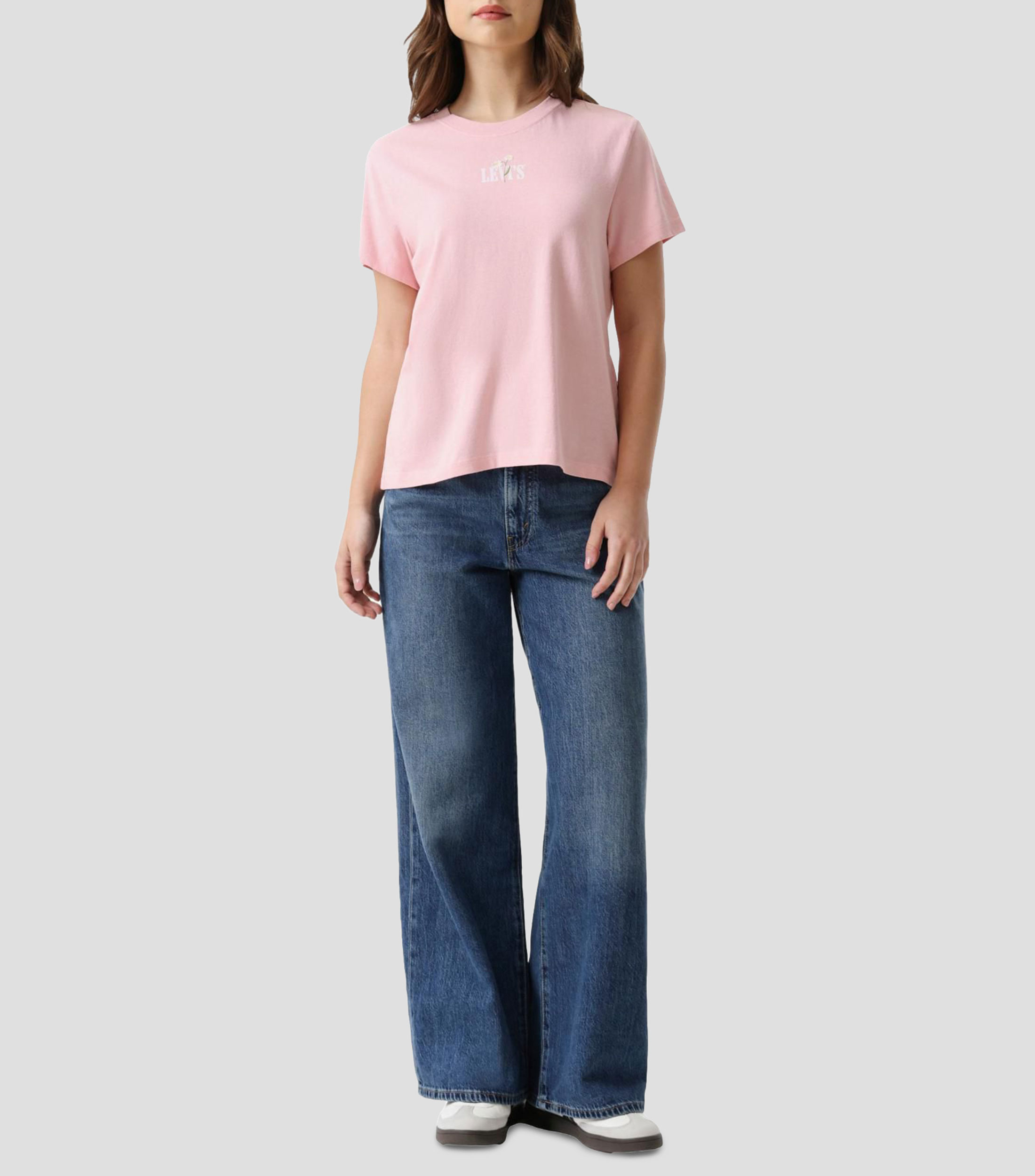 Playera de cuello redondo con manga corta lisa Mujer