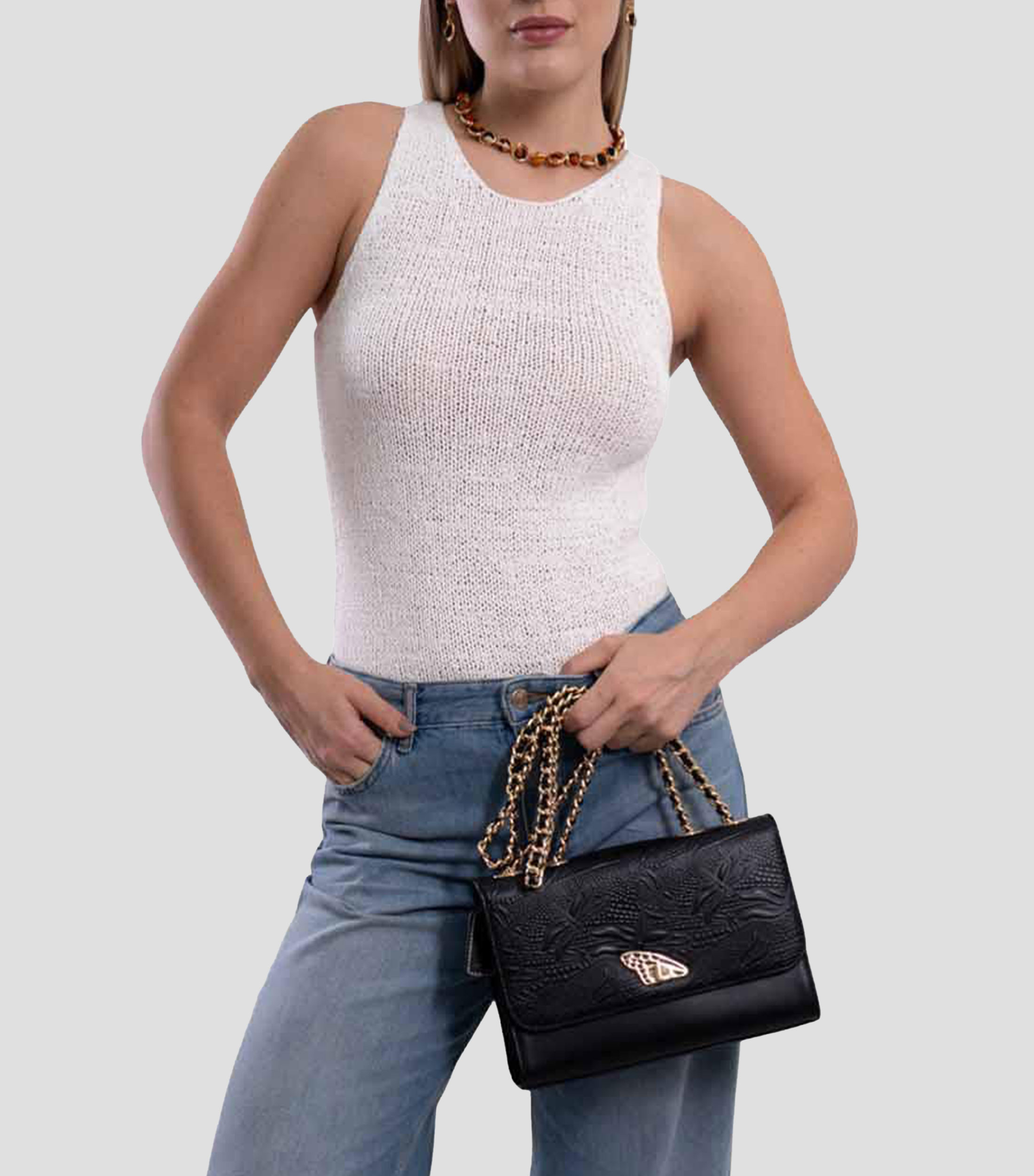 Bolsa Crossbody en piel fantasía Mujer