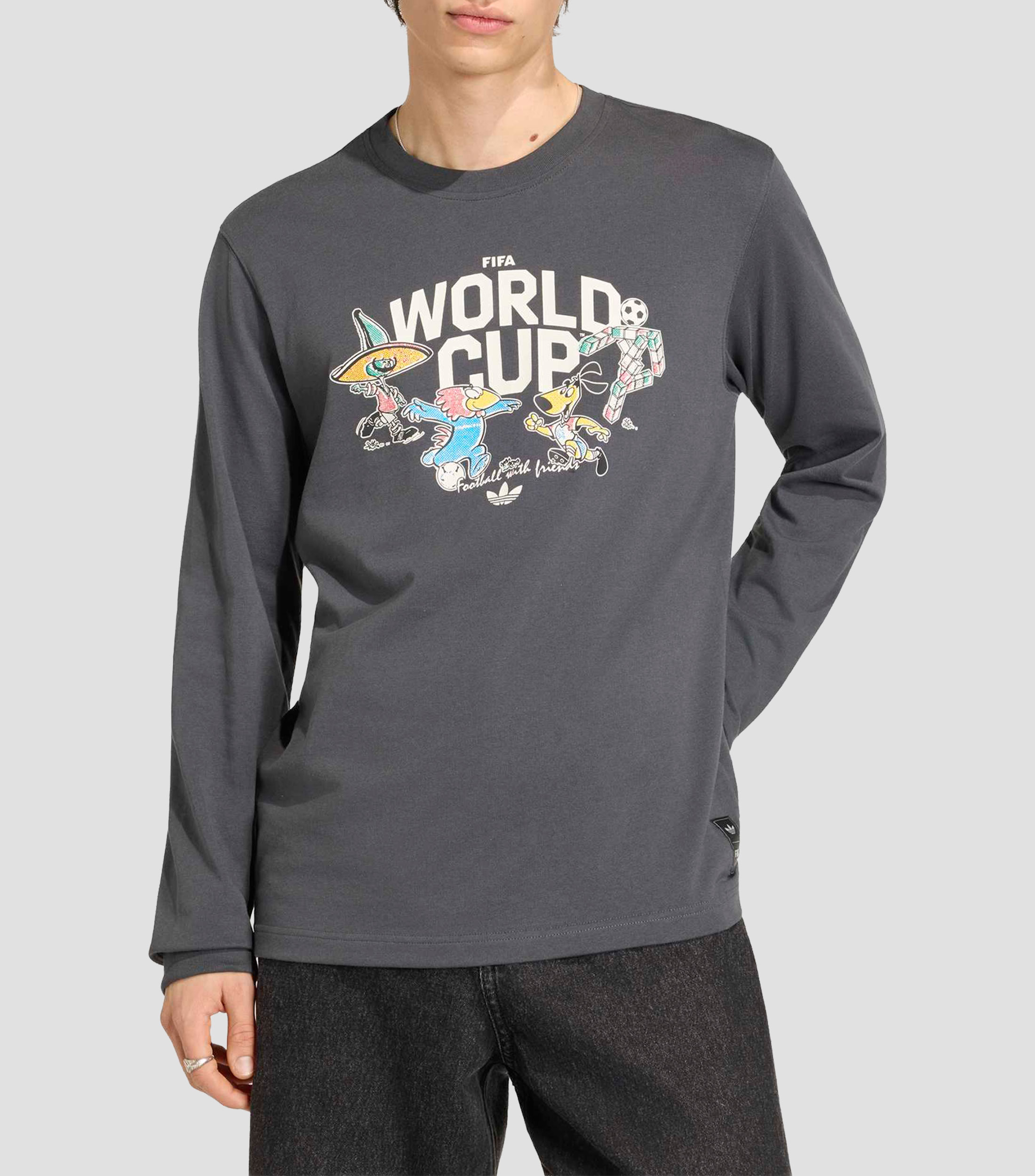 Playera cuello redondo manga larga estampada Hombre