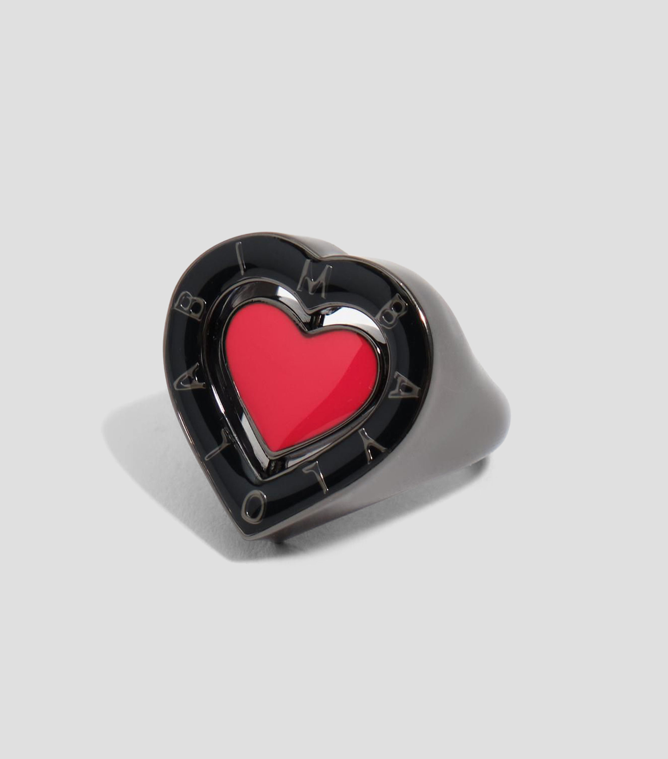 Anillo logo corazón giratorio negro Mujer