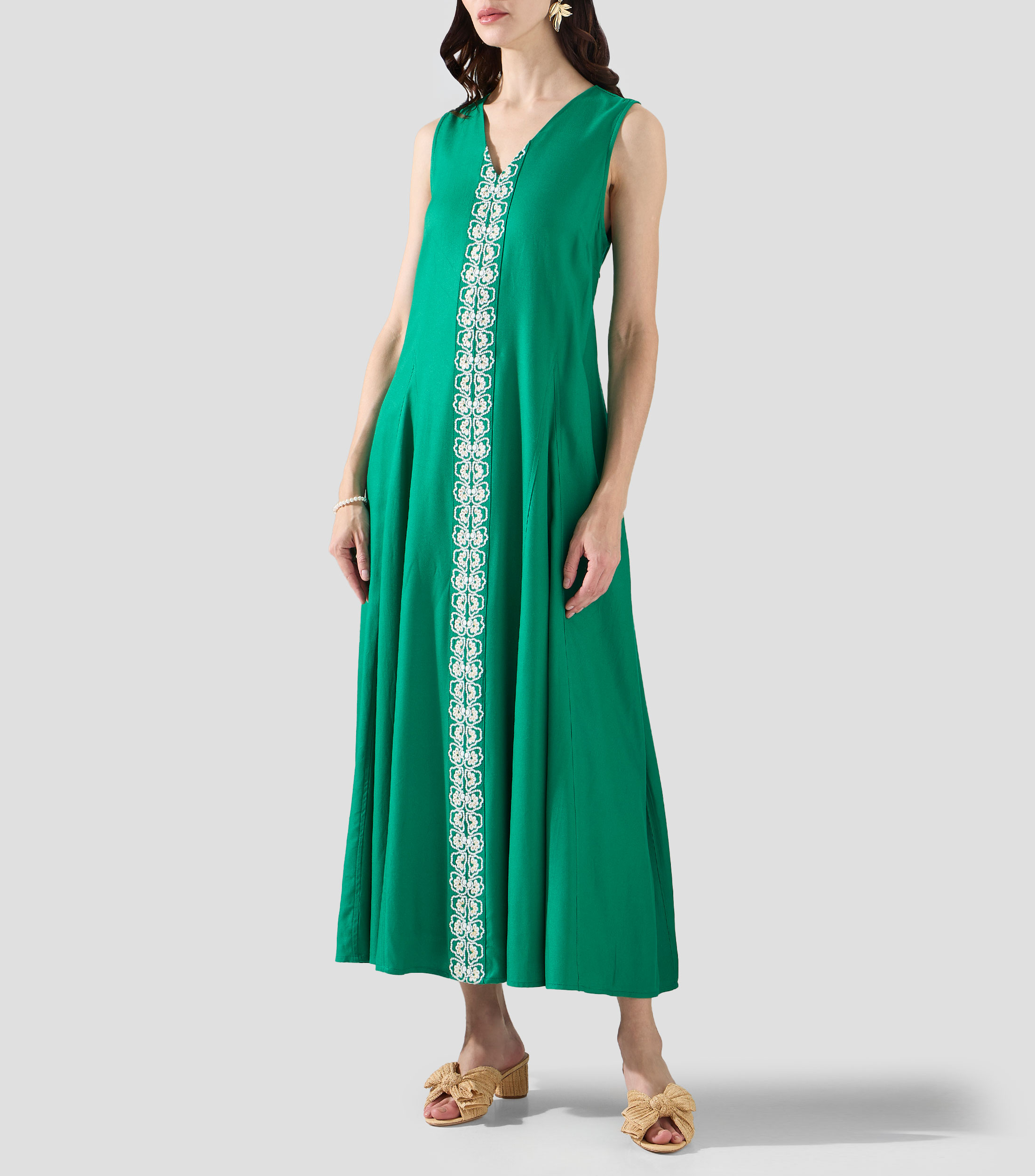 Vestido largo liso Mujer