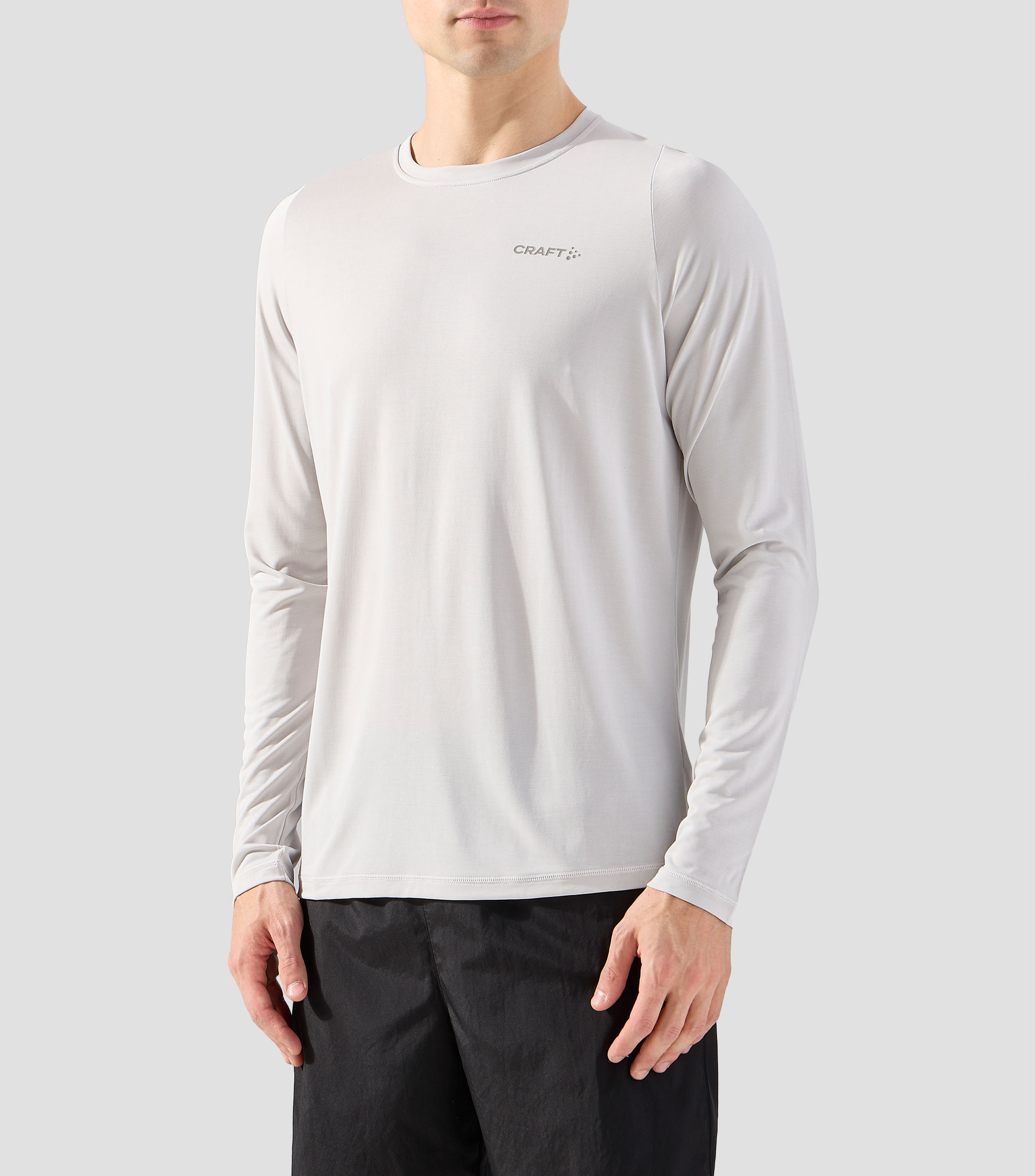 Playera para correr de cuello redondo con manga larga estampada Hombre