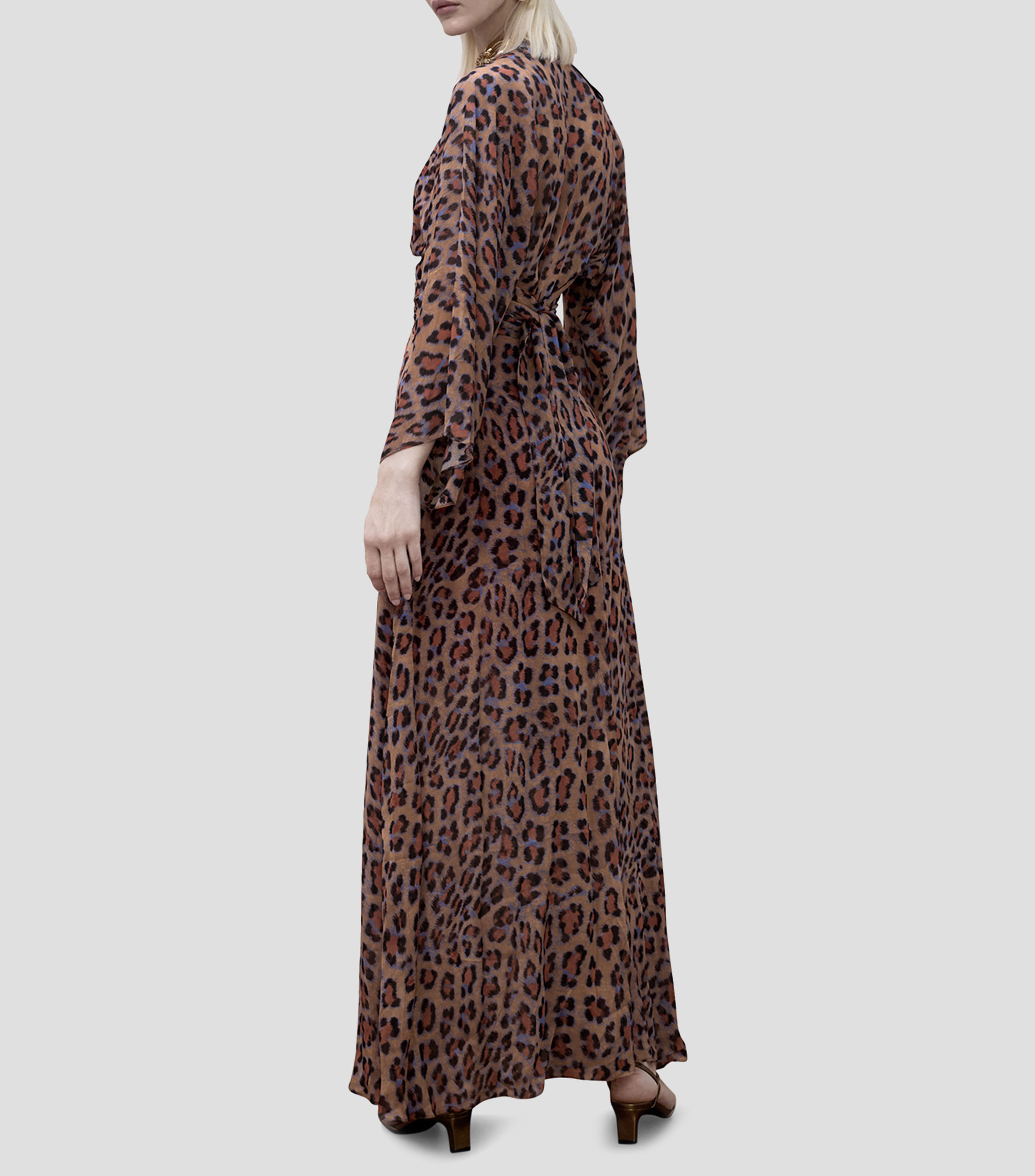 Vestido largo manga larga animalprint Mujer