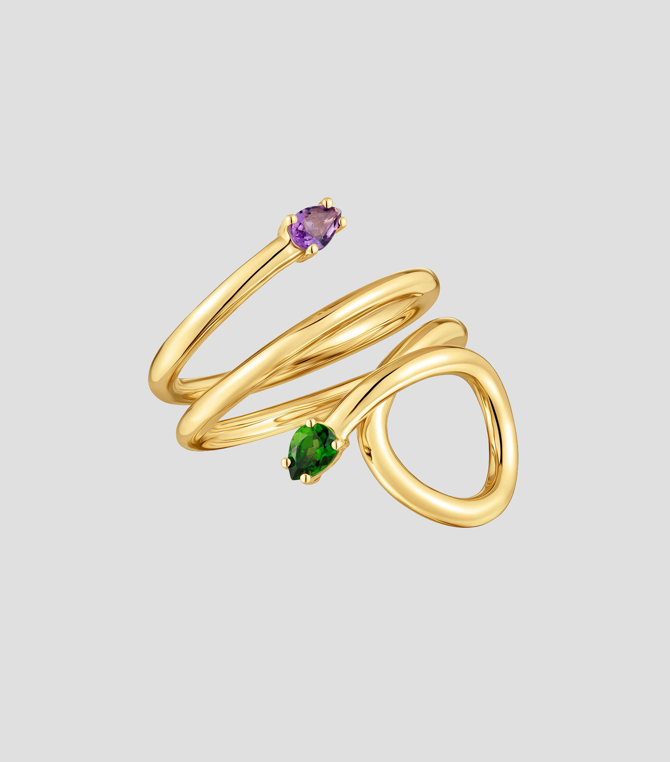Anillo espiral en Plata con gemas Mujer