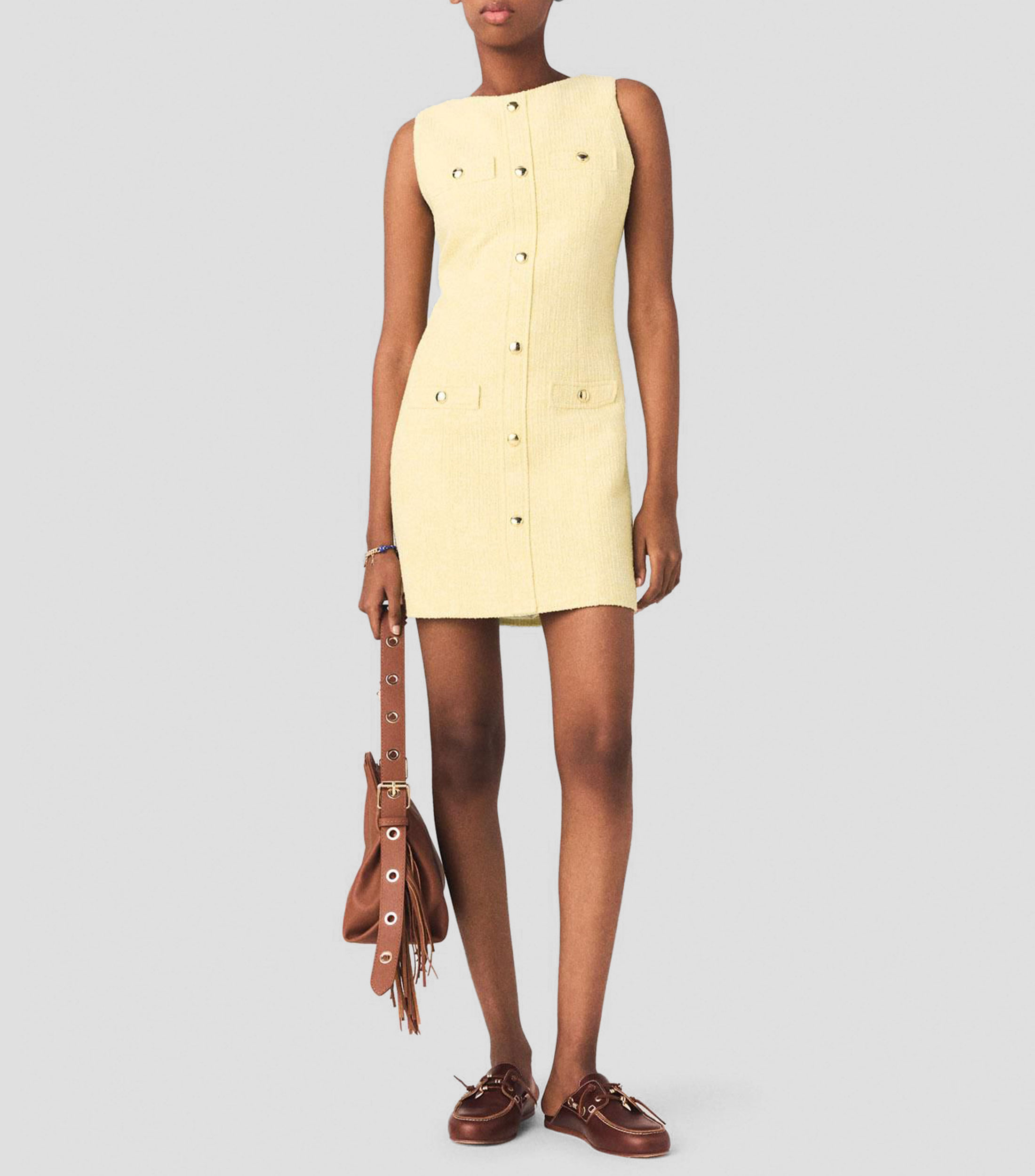 Vestido corto liso Mujer