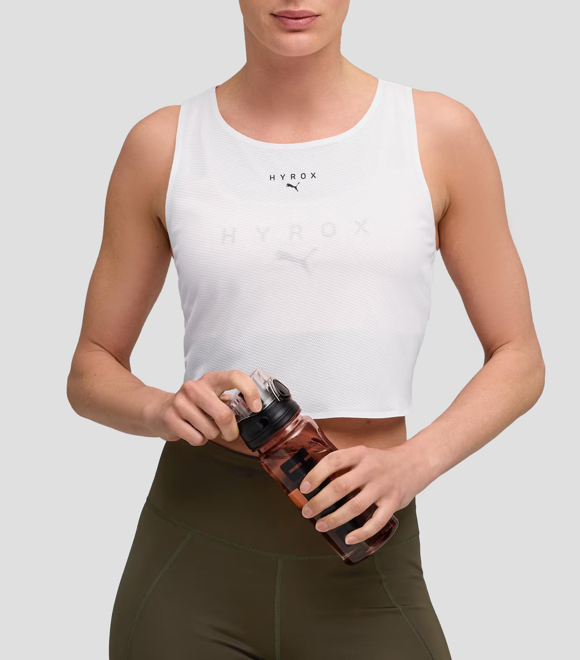 Playera de entrenamiento HYROX cuello redondo sin mangas lisa Mujer